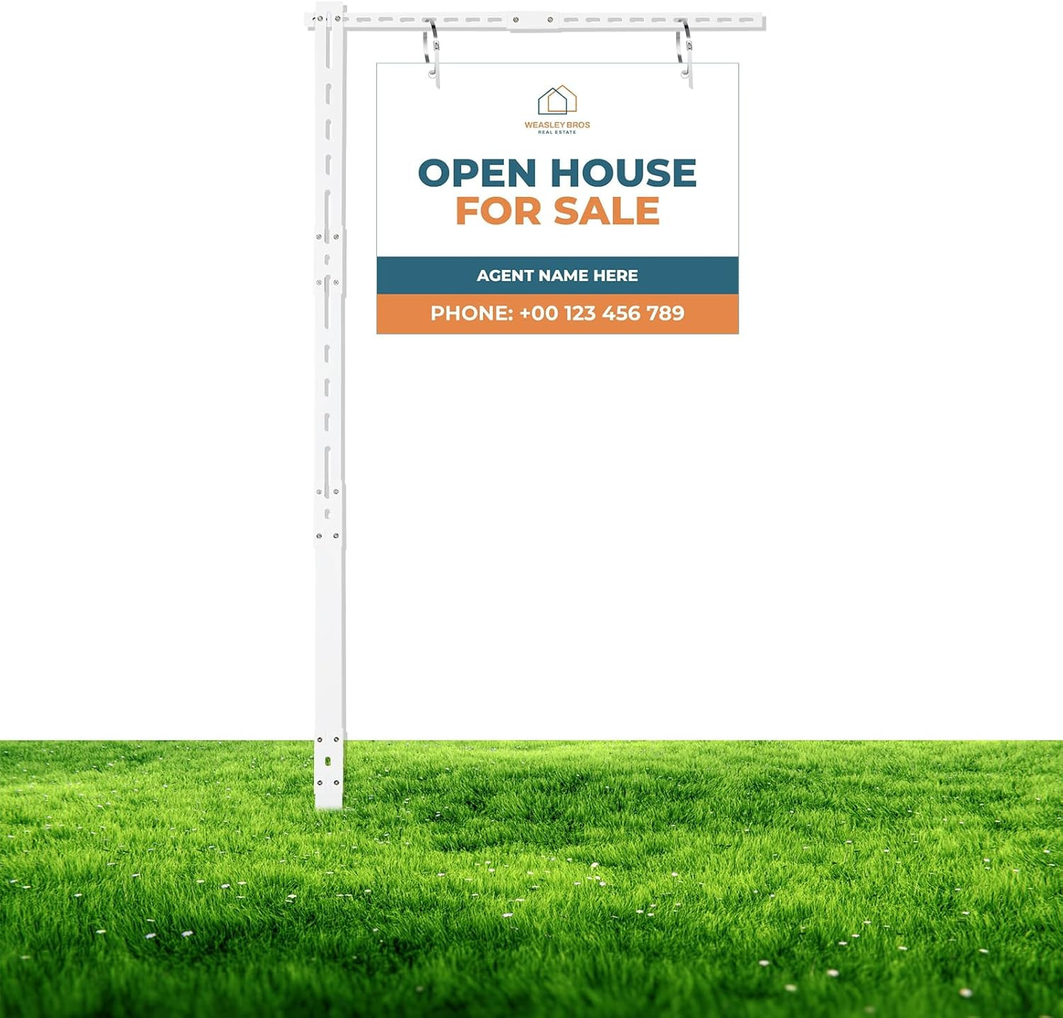 Heavy Duty 6 Ft Metal Real Estate Sign Post with Rust-Proof Coating
