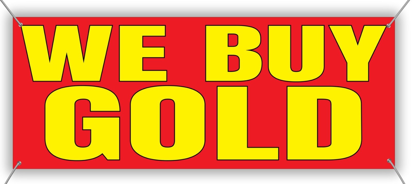 We Buy Gold Banner Sign, Bold Gold Buyer Banner, 48&Prime; x 20&Prime;