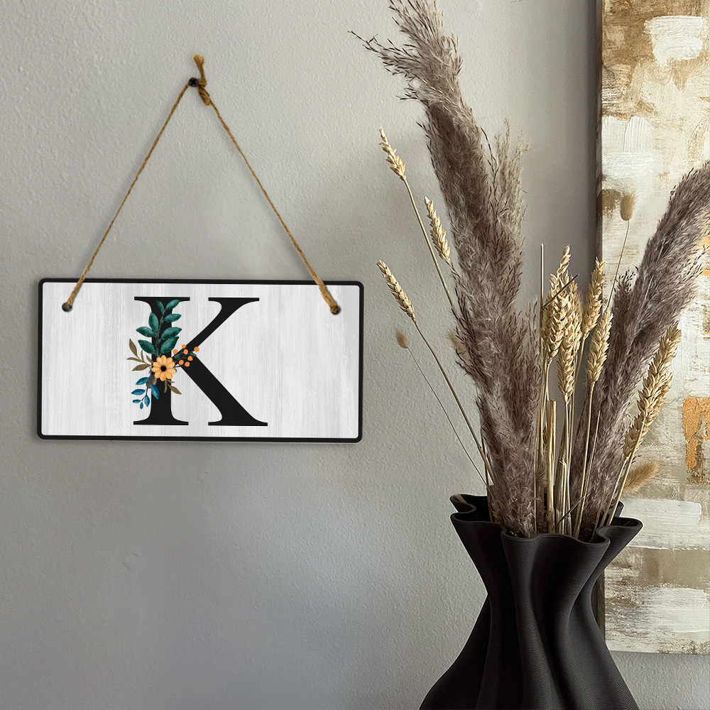 K Flower Decor 5×10 Hanging Wall or Door Sign | Alphabet Letter Room Decoration