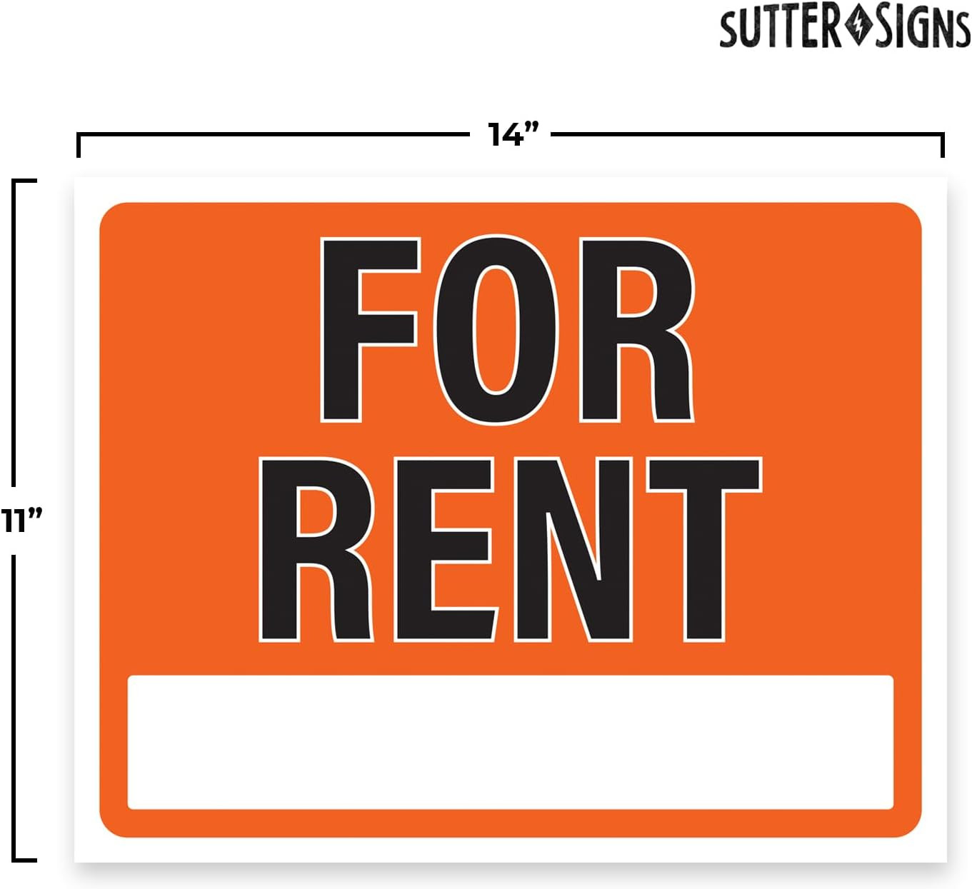 For Rent Sign 14X11, Plastic Sign for Home, Office, Rental, Commercial Propety,
