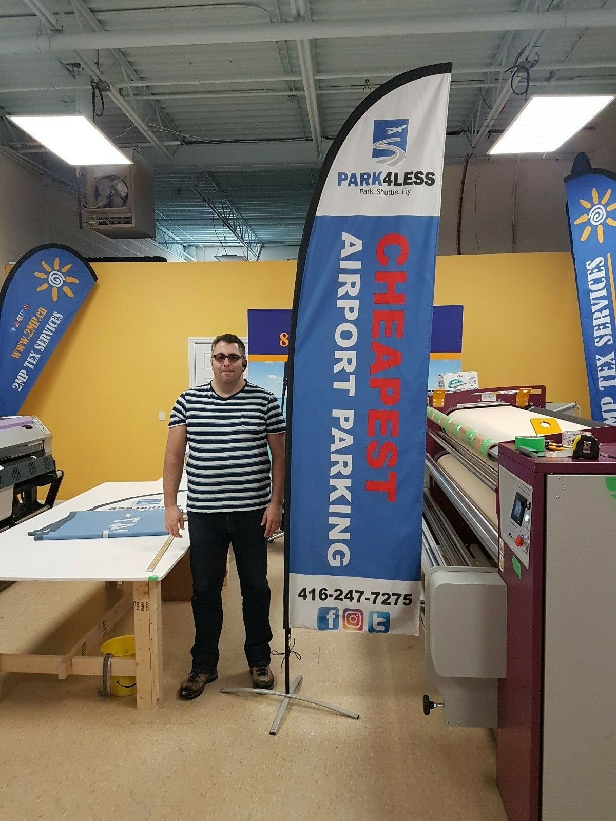Trade Show Event 9ft Flag Signage + Double Sided Custom (Dye Sub) Graphics + Bag