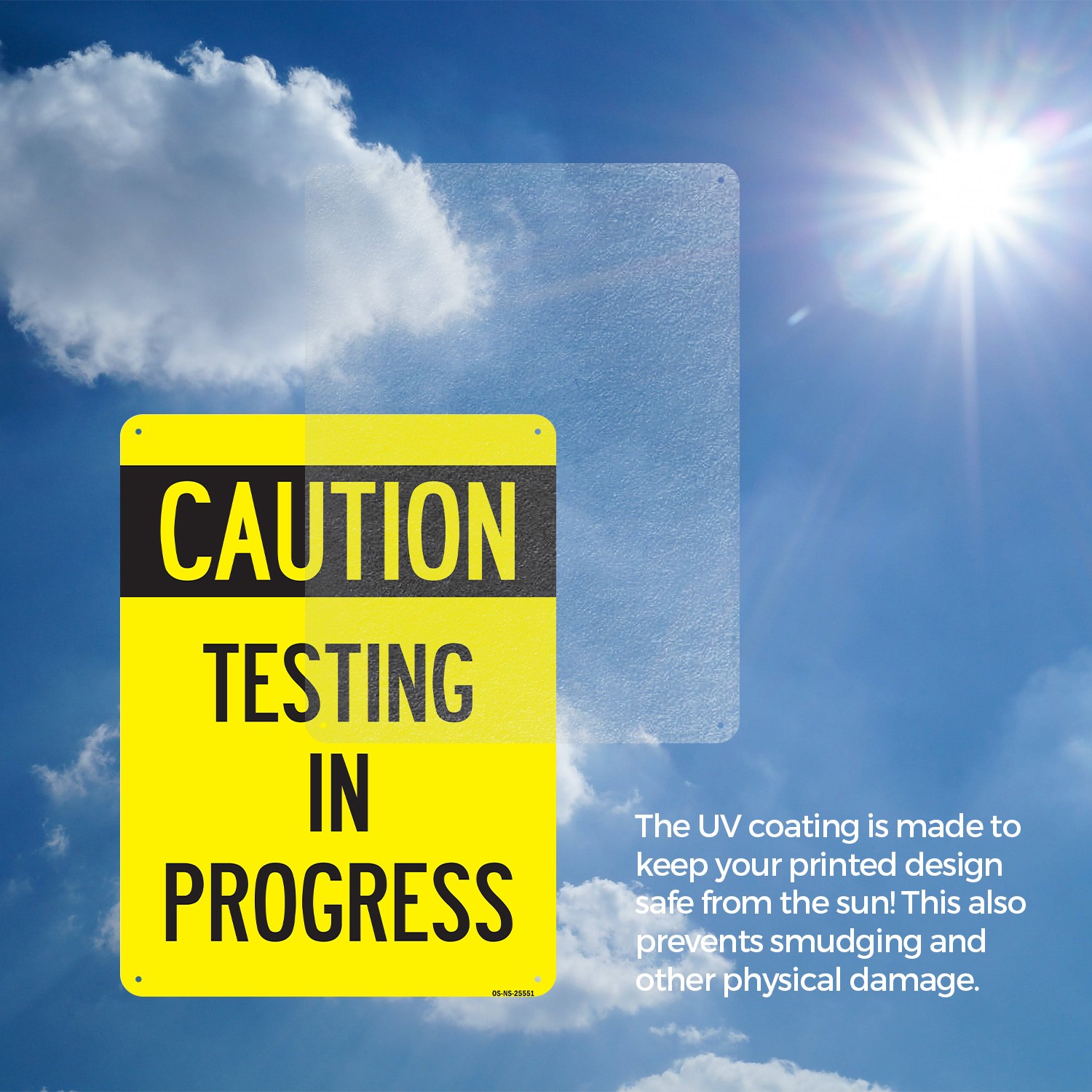Caution Testing In Progress Public Safety Sign Metal Plastic, Decal 5 or 10 Pack