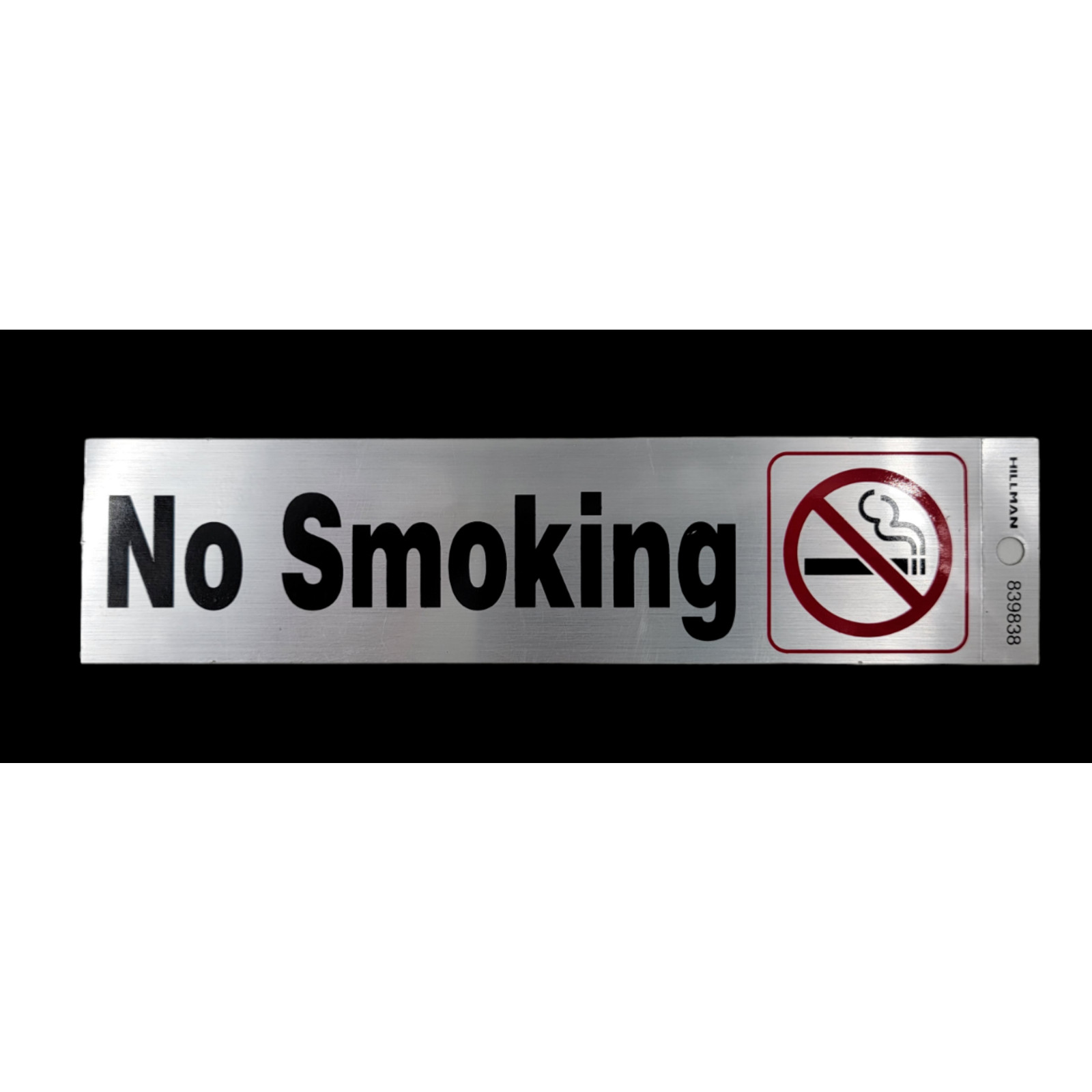 Hillman 839838, Black & Red Reflective No Smoking Sign Mylar 2×8 Self-Adhesive