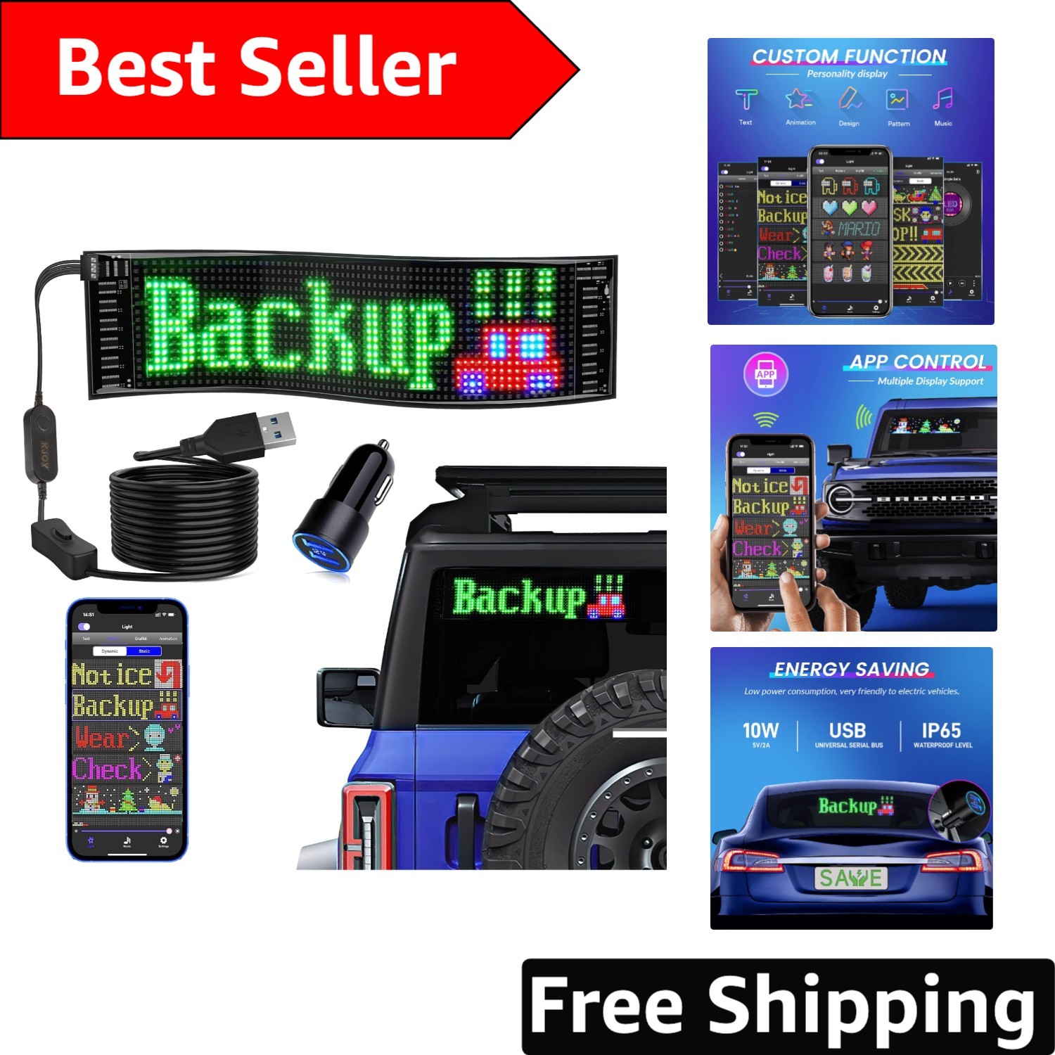 Portable 15 »x4 » LED Sign with App Control: Ideal for Parties and Promotions