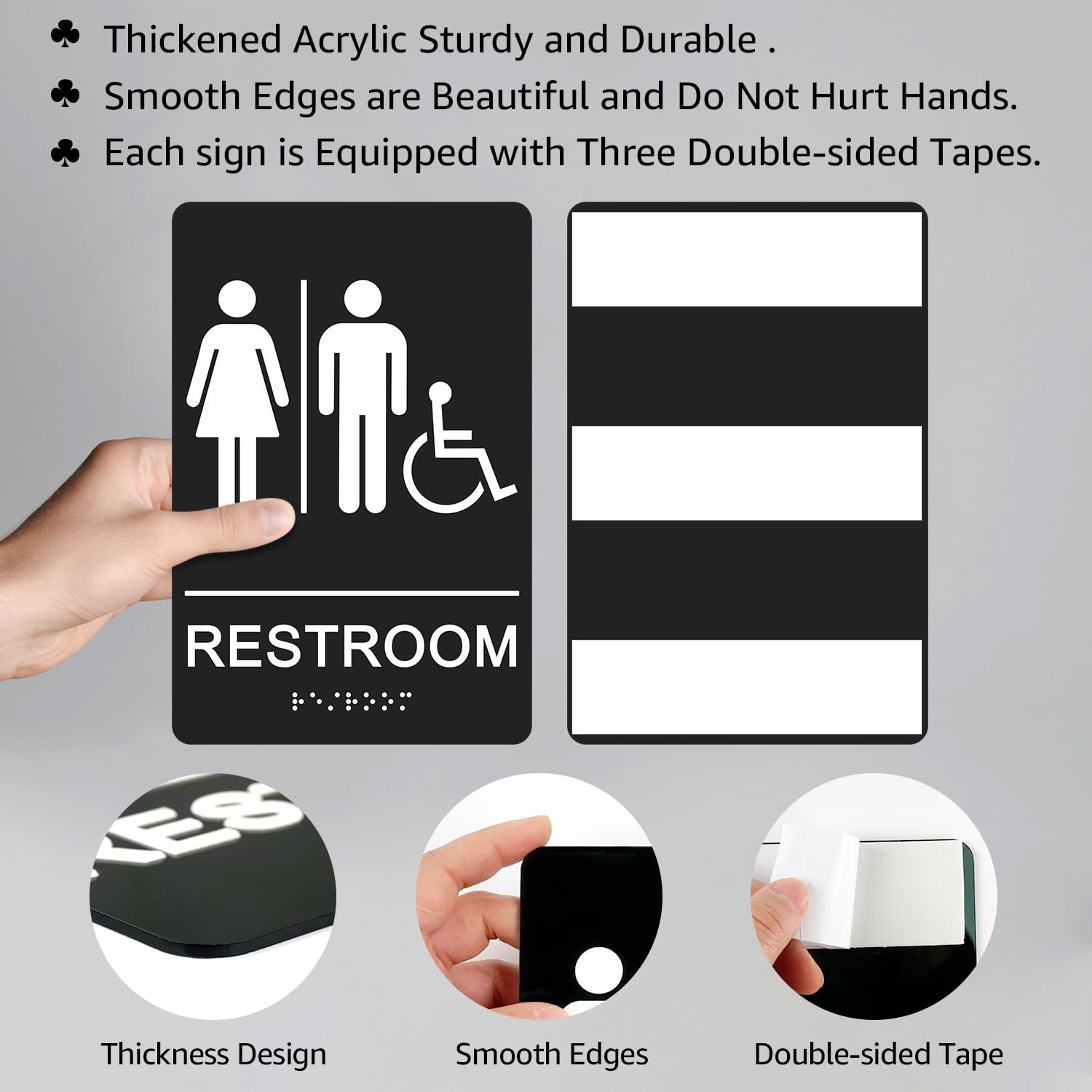 GicnKeuz ADA Braille Unisex Bathroom Signs,9 x 6 Inches Restroom Signs with S…