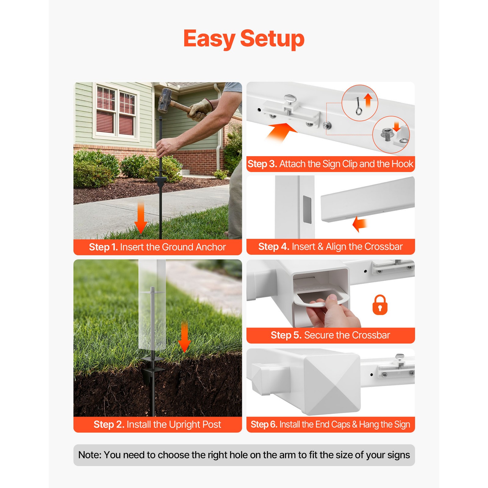 Uimoso 6 ft PVC Real Estate Sign Post for Outdoor Yard Display