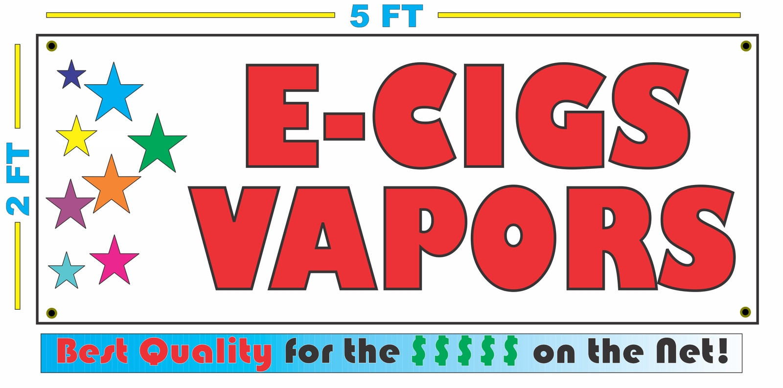 E-GIGS VAPORS w Multi Colored Stars Banner Sign NEW Larger Size