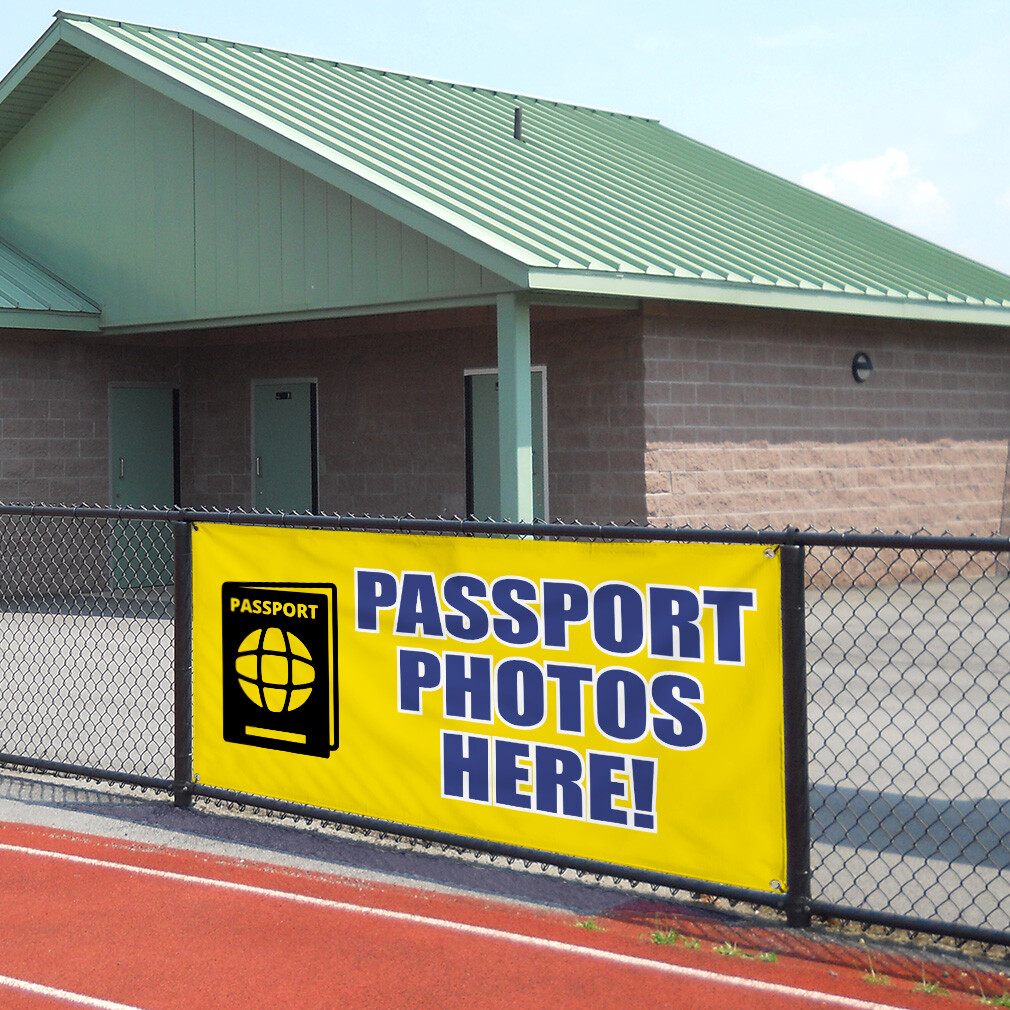 Vinyl Banner Multiple Sizes Passport Photos Here! Advertising Printing Outdoor