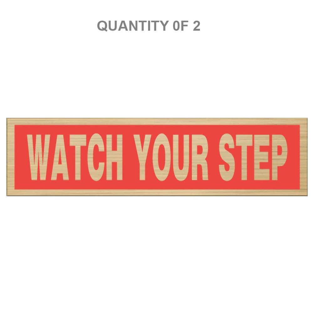 Hillman Gray & Black Mylar Self-Adhesive Watch Your Step Sign, 2 x 8&Prime; 2-Pk