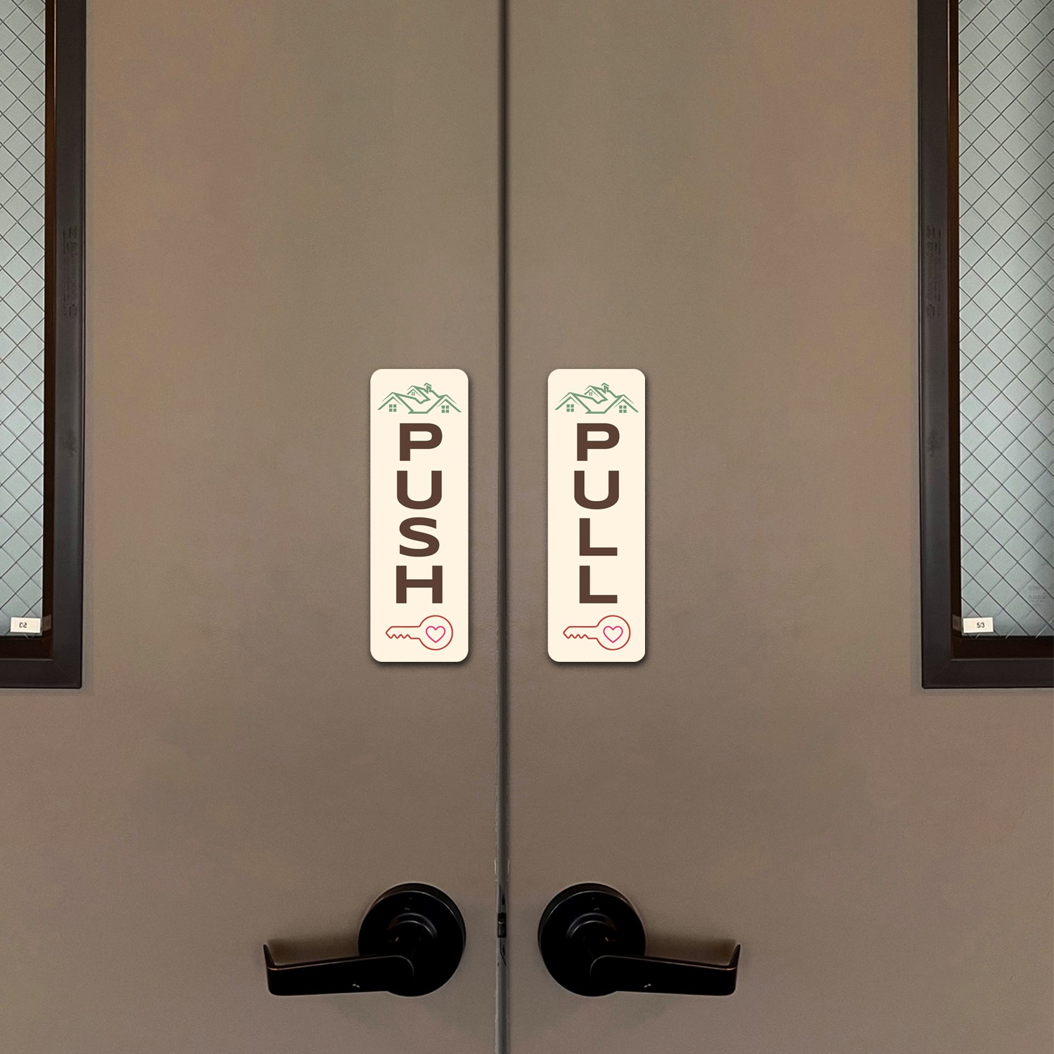 Signs ByLITA Vertical Push and Pull Door Signs (Realtor Office Key Design)