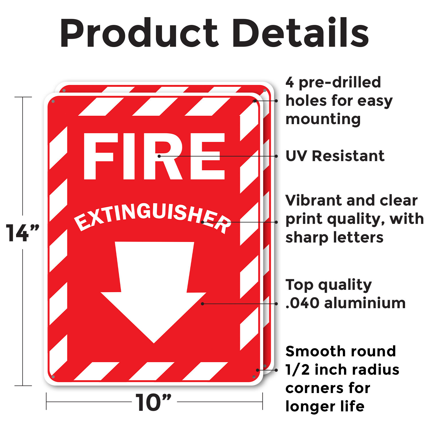 (2 Pack) Fire Extinguisher with Arrow OSHA ANSI Sign Decal Metal Plastic