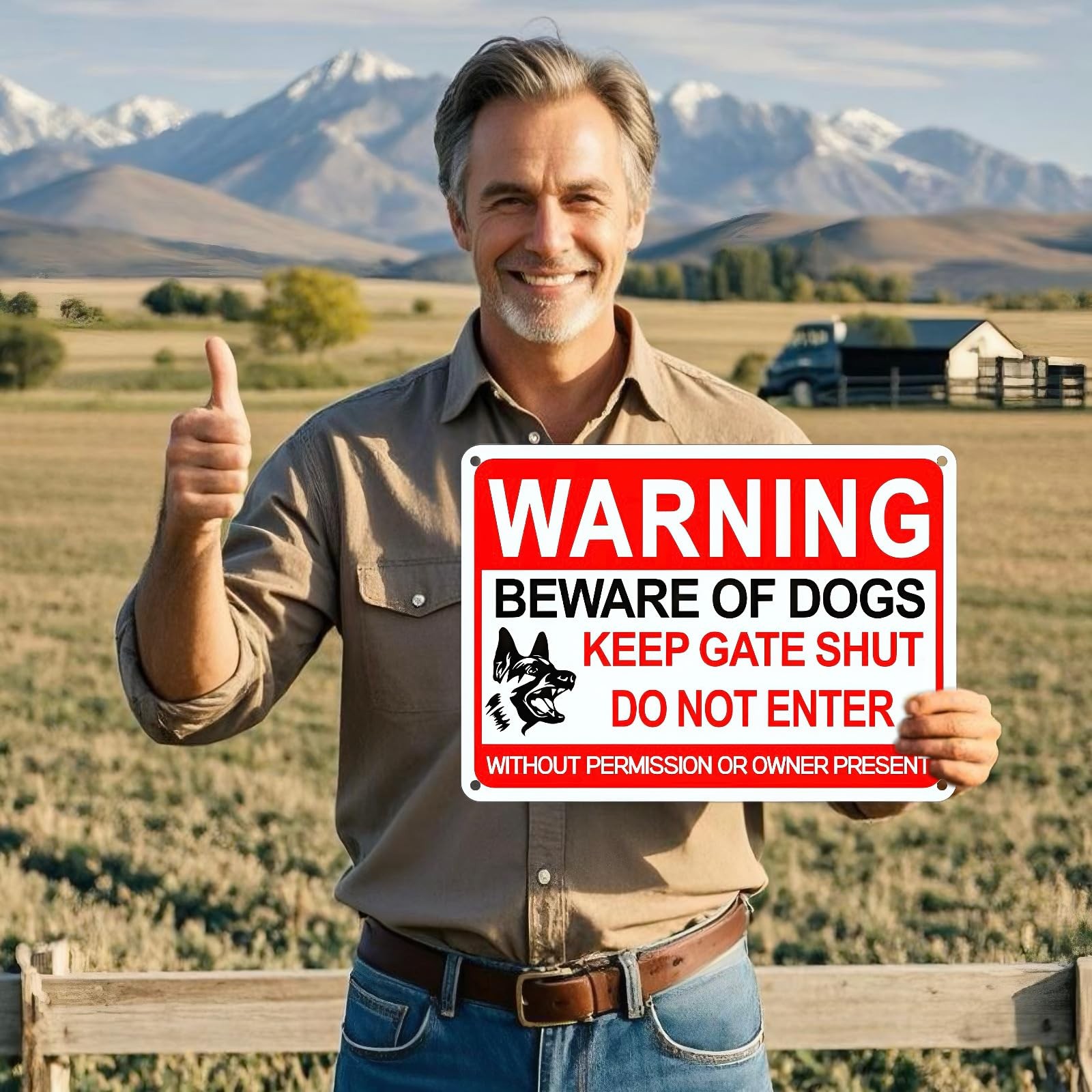 4 Pack Beware of Dog Signs – 12×8&Prime; Reflective Aluminum Private Property Signs