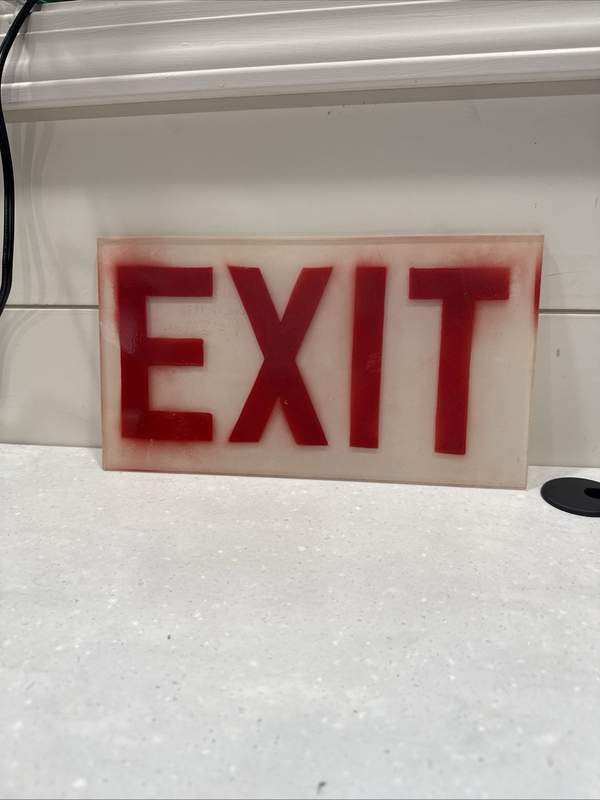 Frosted Glass Panel Exit Sign Replacement White & Red – 12” X 7”