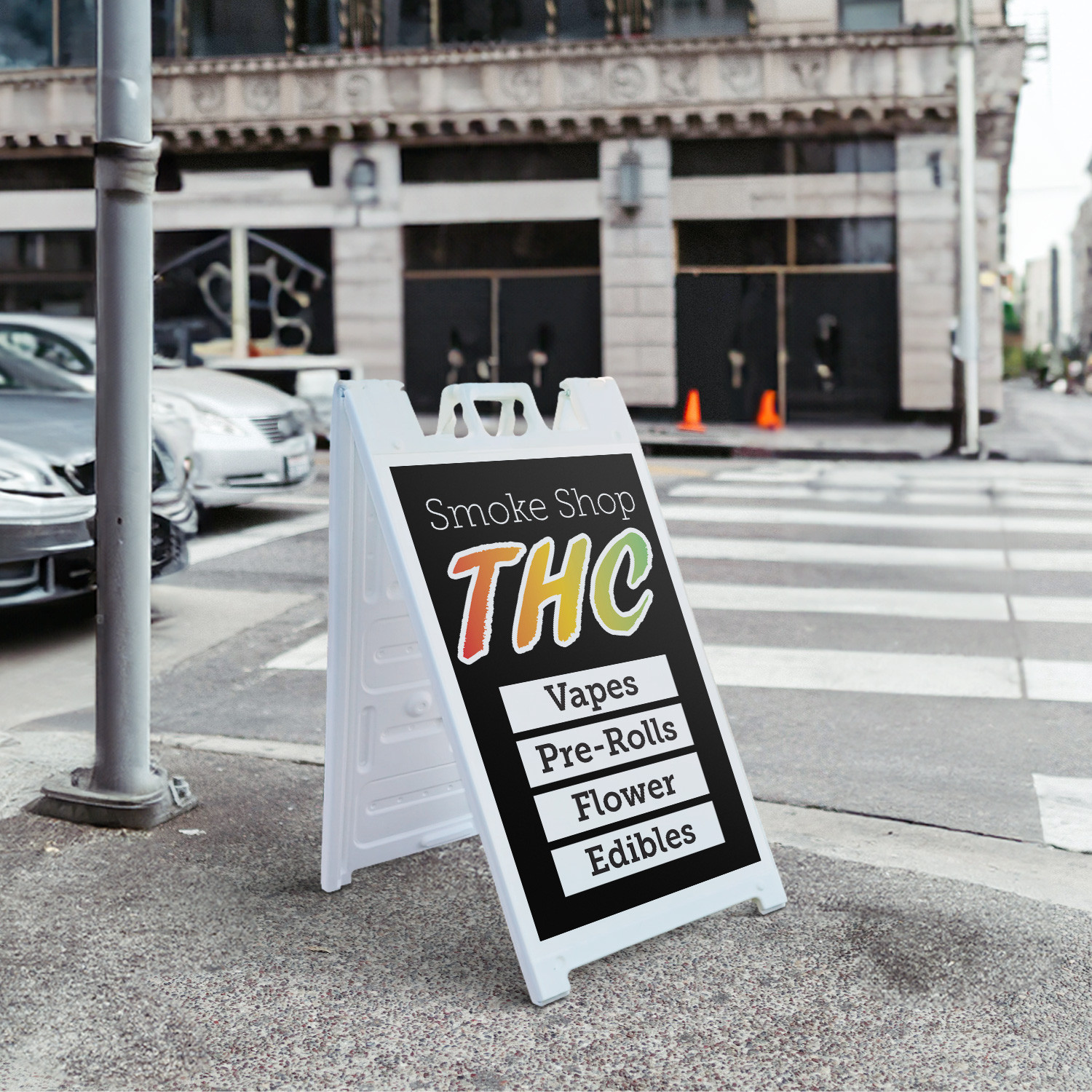 Smoke Shop THC Heavy Duty A-Frame Sidewalk Sign Alternative Wellness Herbal