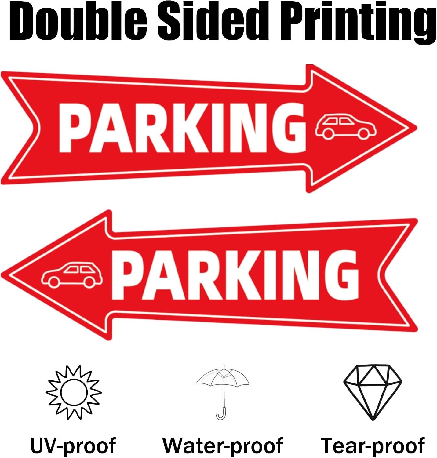 Weather-Resistant Red & White Parking Signs – Dual-Sided, 16×5 Inches, 3 Pack
