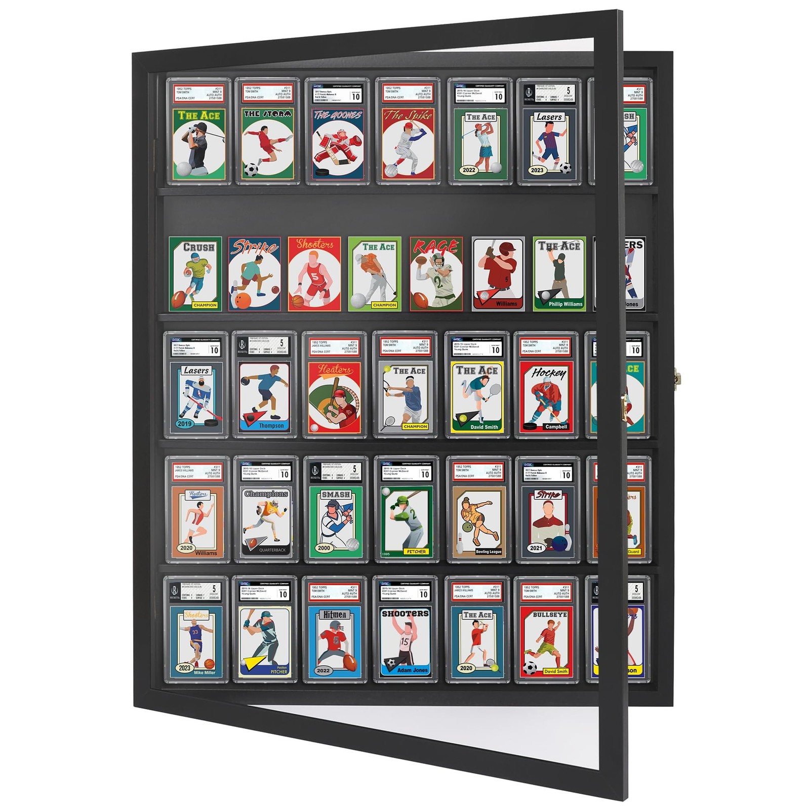 Americanflat 24×31 Baseball Card Display Case Lockable – Holds Up to 35 Colle…