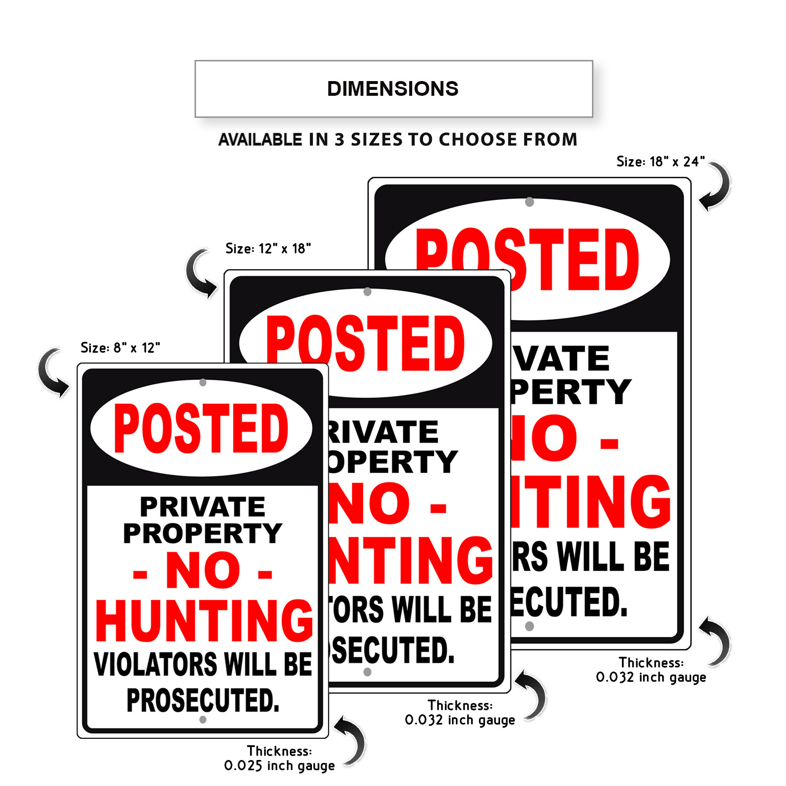 Posted Private Property No Hunting Violators Will Be Prosecuted Metal Sign