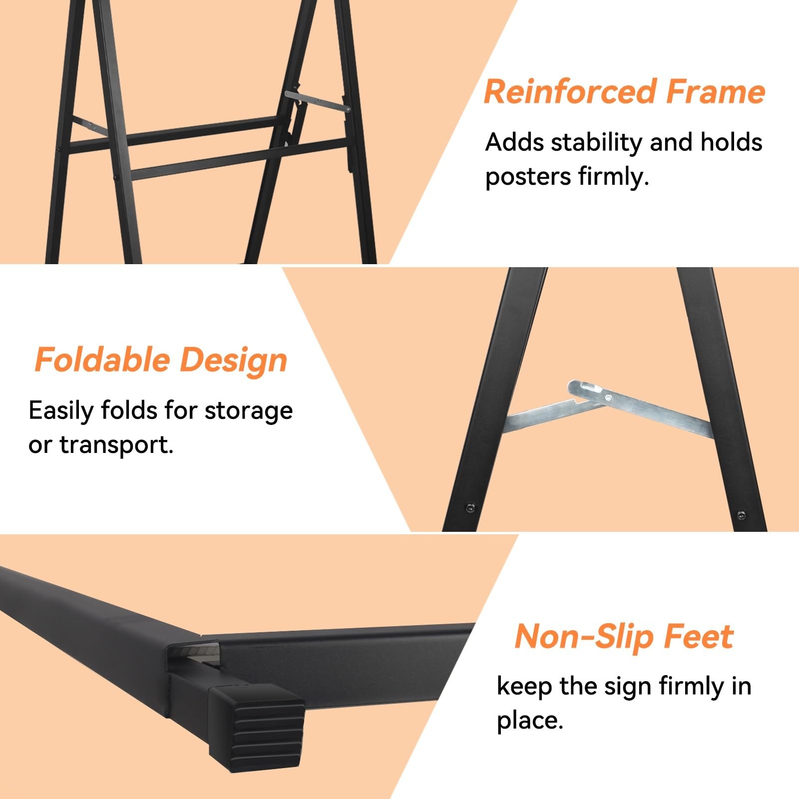 Heavy Duty Double-Sided A-Frame Sidewalk Sign 24×36 Inch Foldable Metal Board