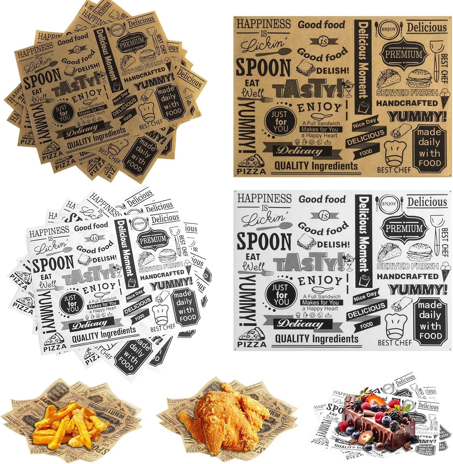300 PCS Deli Paper Sheets, 8 x 10 Inch Greaseproof Deli Wrapping Sheets Basket