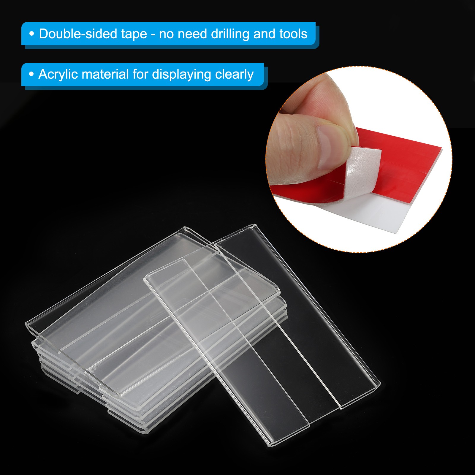 10Pcs 2×3&Prime; Wall Mount Acrylic Sign Holder with Tape for Office, Clear