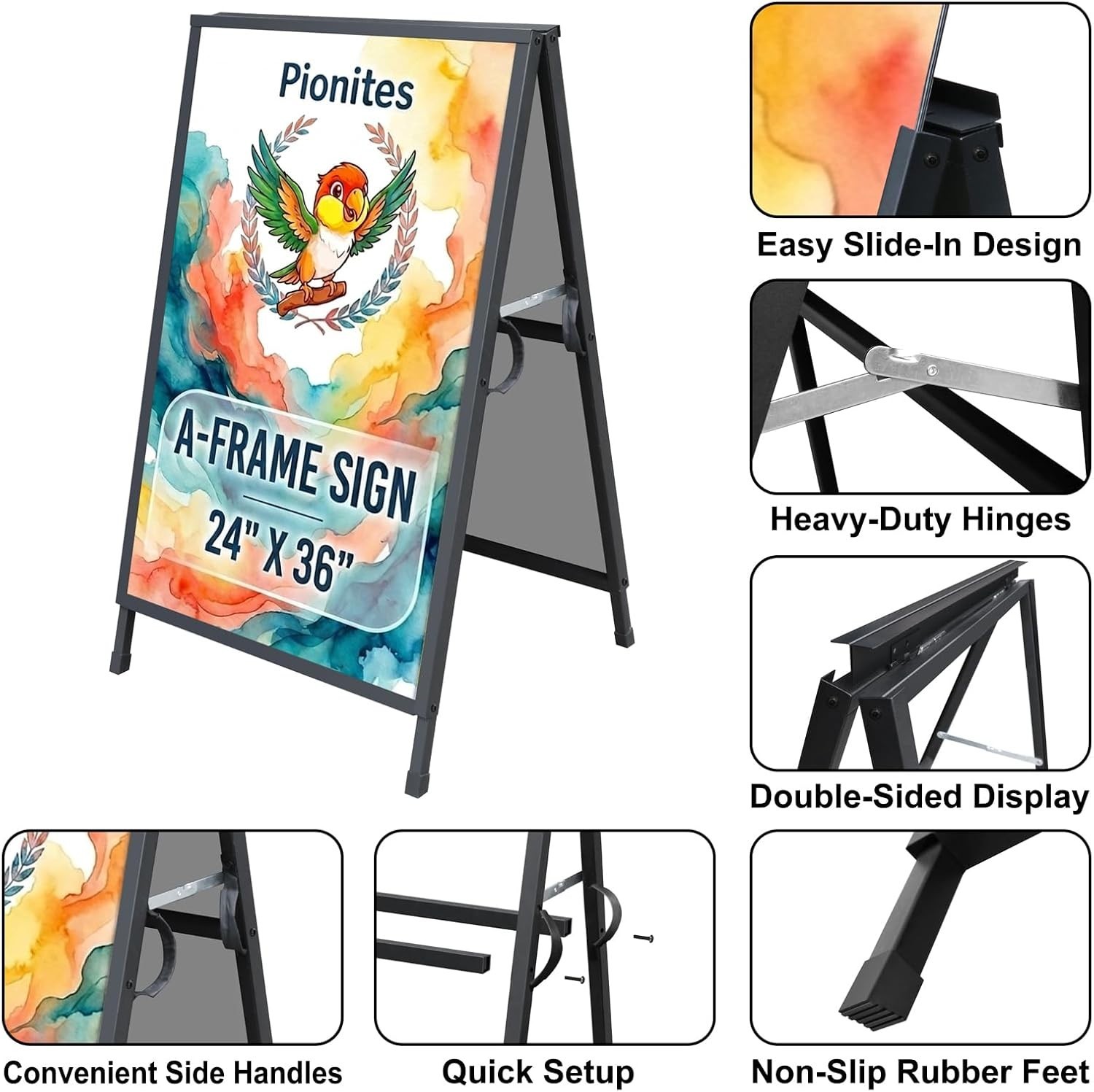 Heavy Duty A Frame Sidewalk Sign for Bar, Office, Promotional Displays 24×36