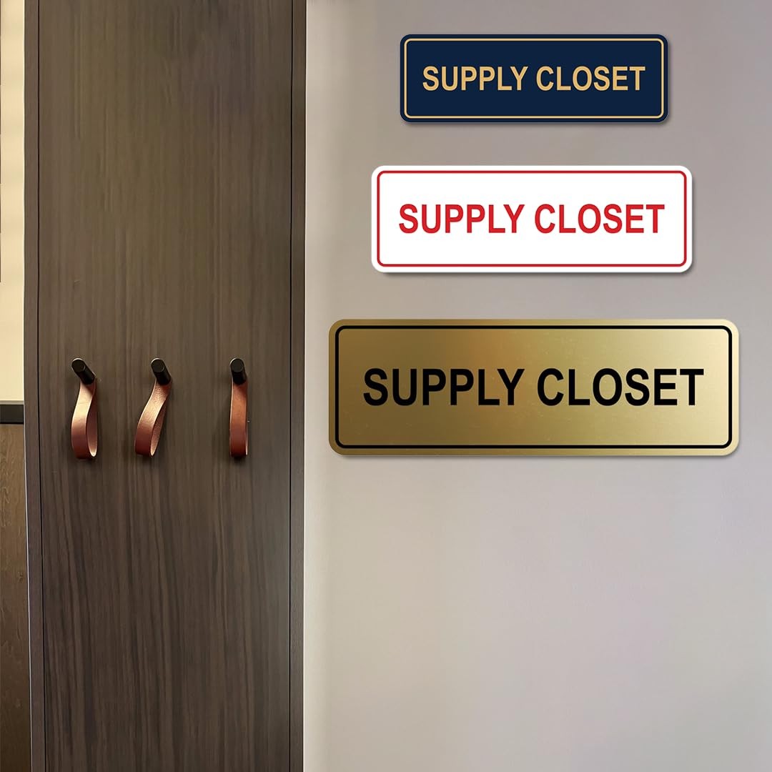 Large Brushed Silver Standard Supply Closet Wall Door Sign Office Signage