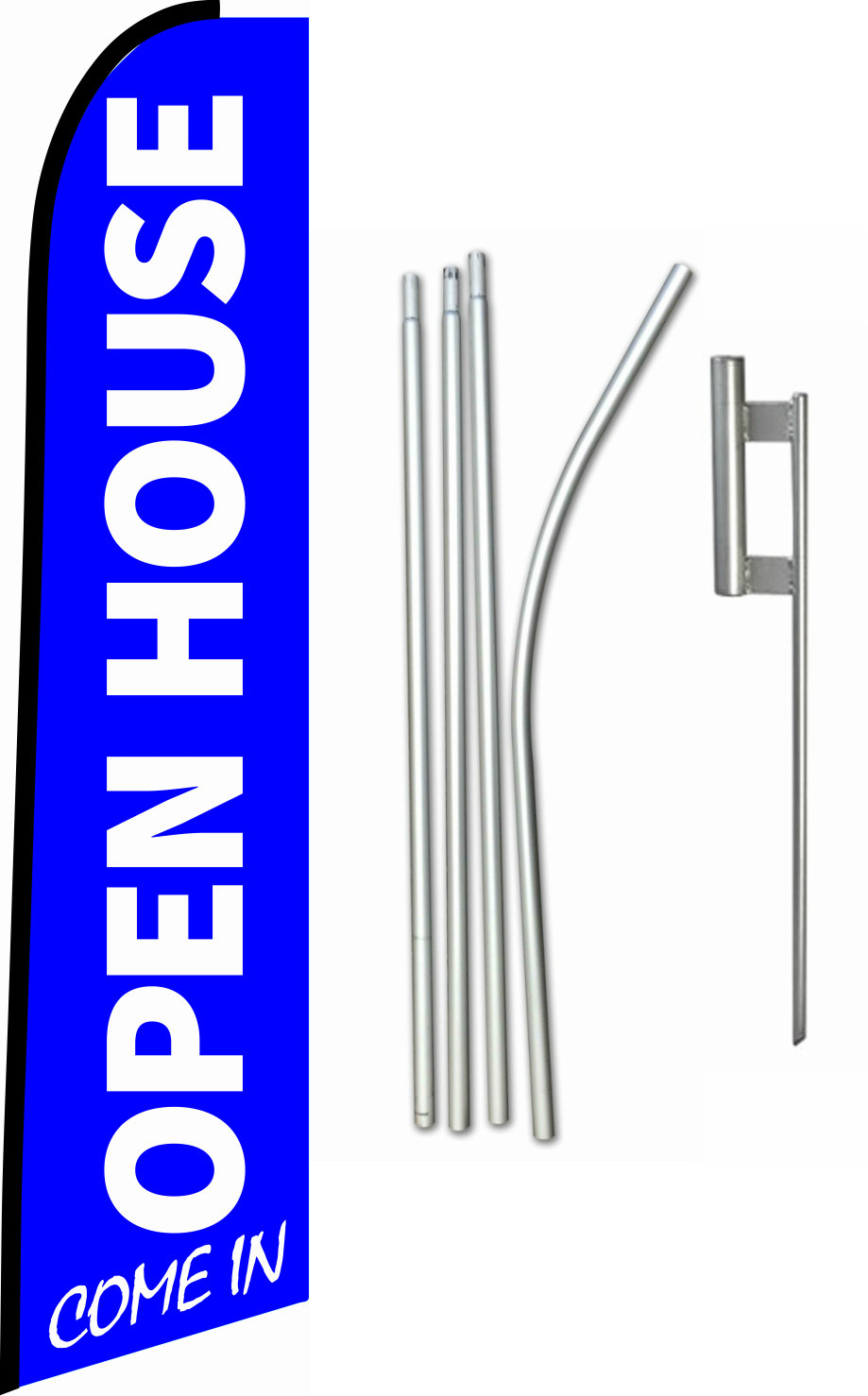 Swooper Feather Tall Flag Kit 15ft Real Estate « Open House » with Spike and Pole