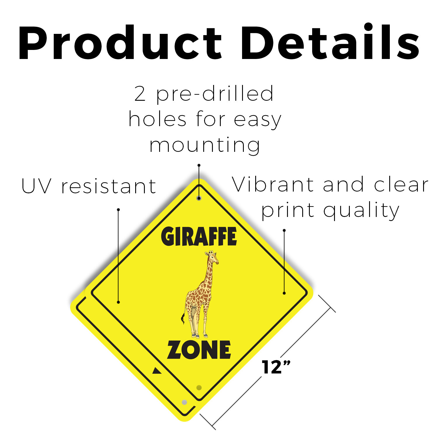 Giraffe Plastic Street Sign Crossing Xing Gift Novelty Funny