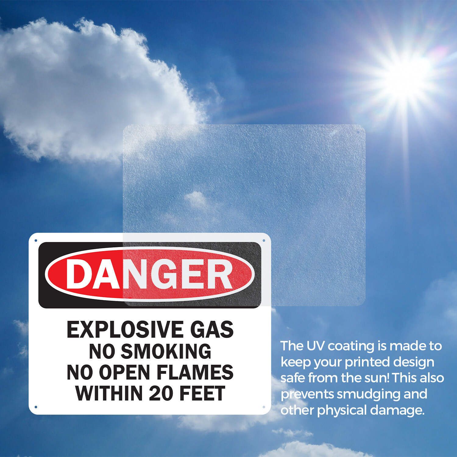 (2 Pack) Explosive Gas No Smoking or Open Flames Within 20 Feet OSHA Danger Sign