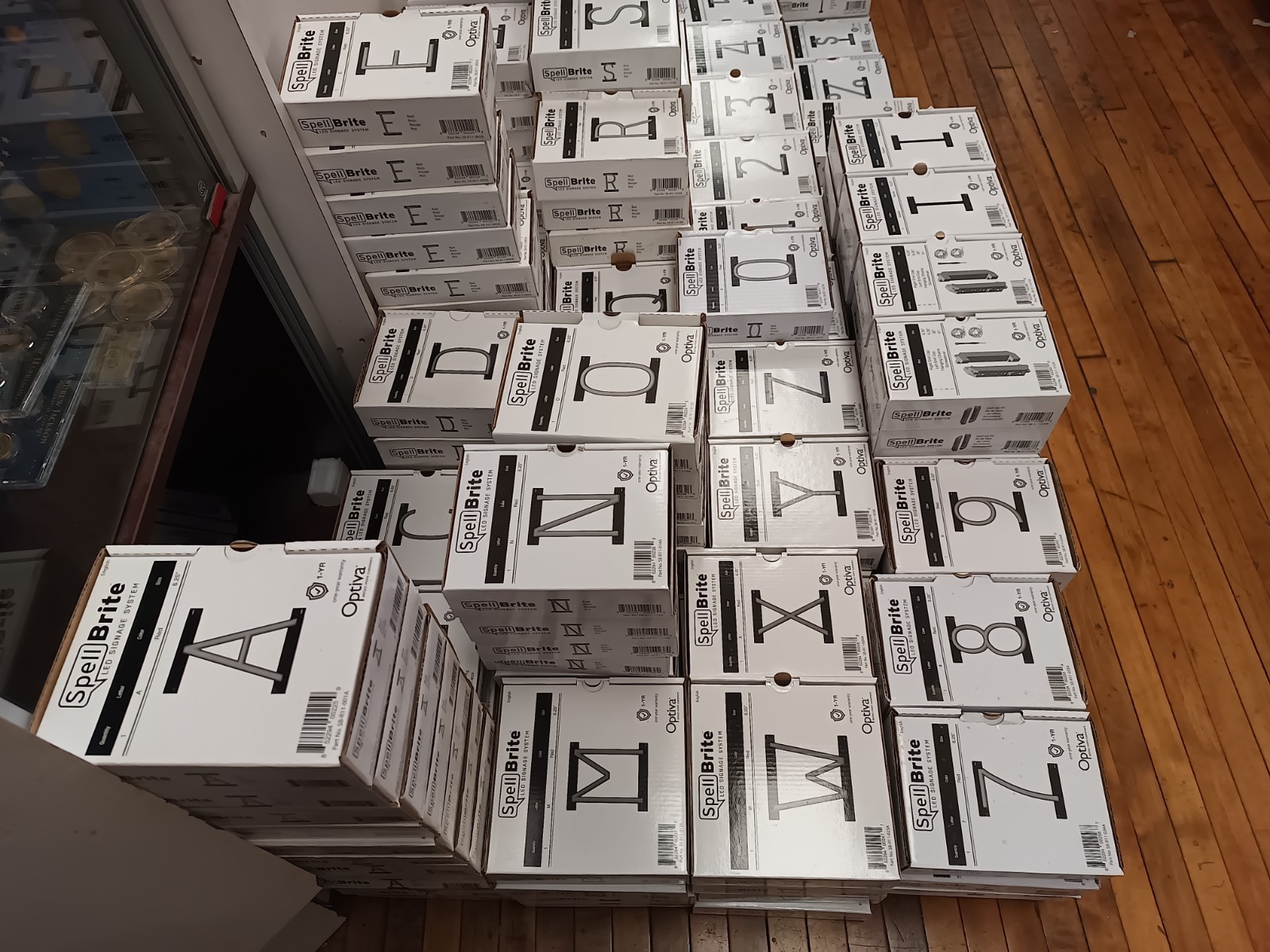 SpellBrite LED Sign HUGE lot of 252 Letters, Numbers, Characters + Accessories