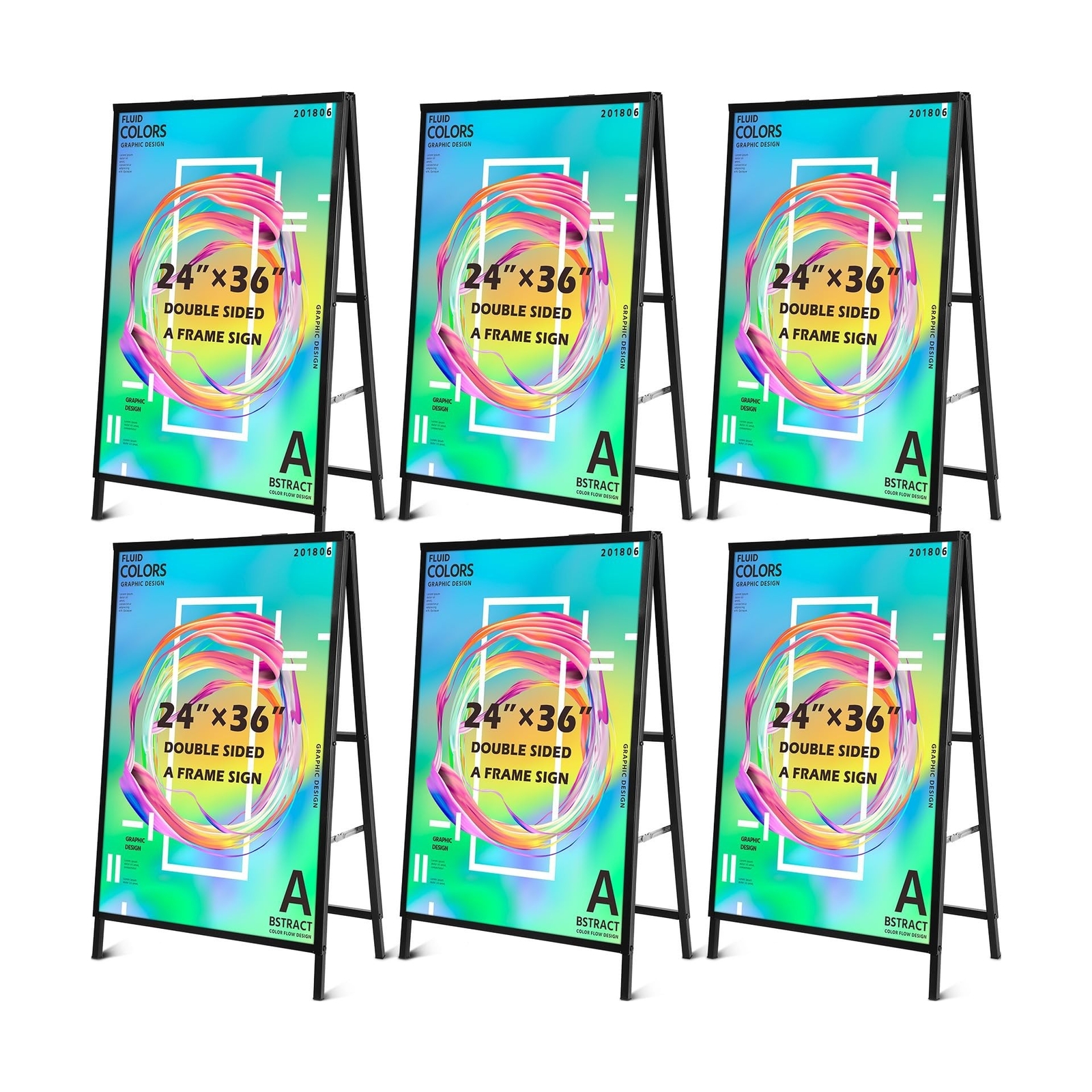 Kigley 6 Pcs A Frame Sign 24 x 36 Inch Folding Sidewalk Sign Sandwich Board S…