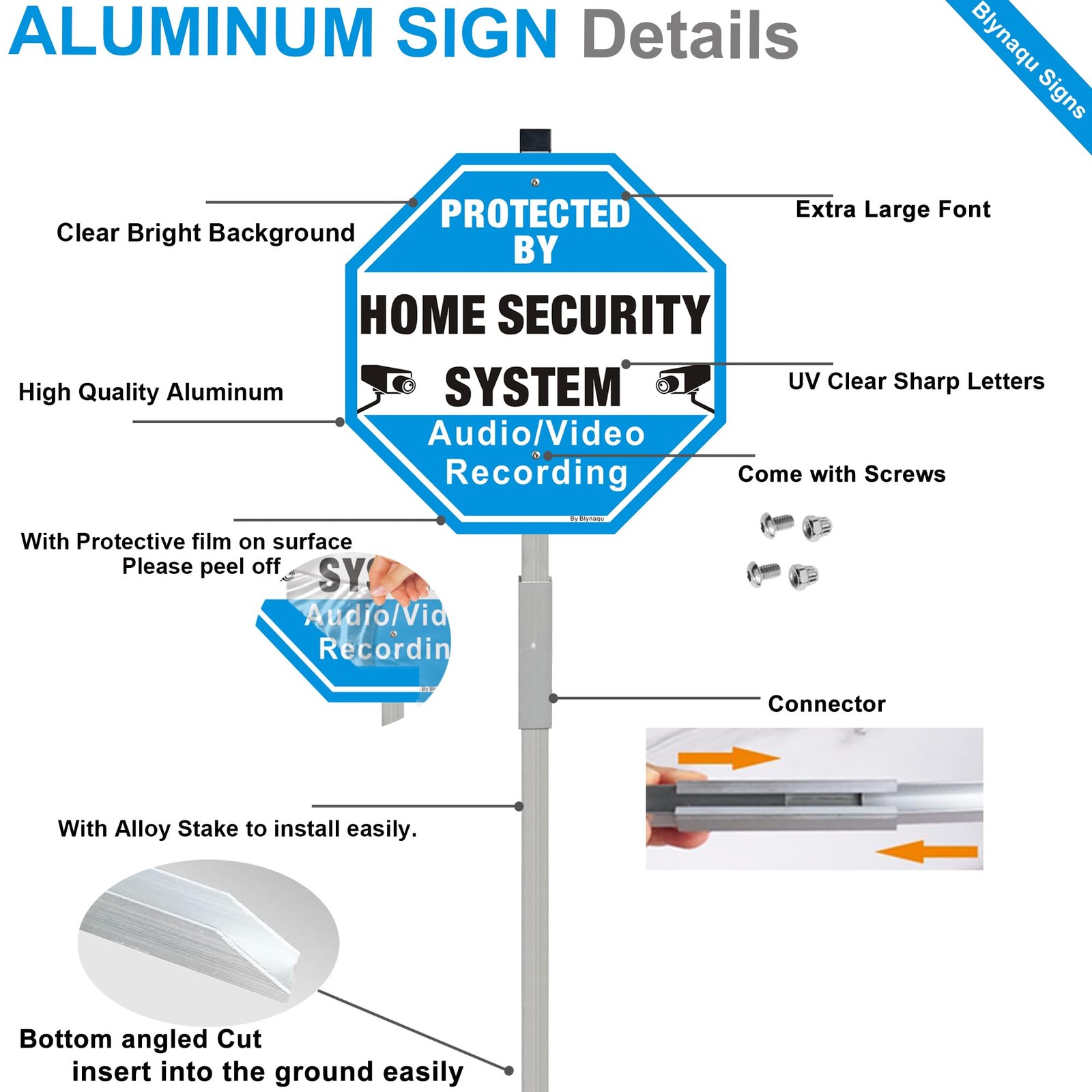 Blynaqu 2Pack Protected By Home Security System Signs 36 Alloy Stakes 12 X 12