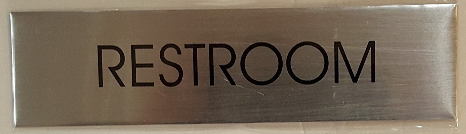 RESTROOM SIGN (BRUSHED ALUMINUM 2 X7.75 )-REF24-1027