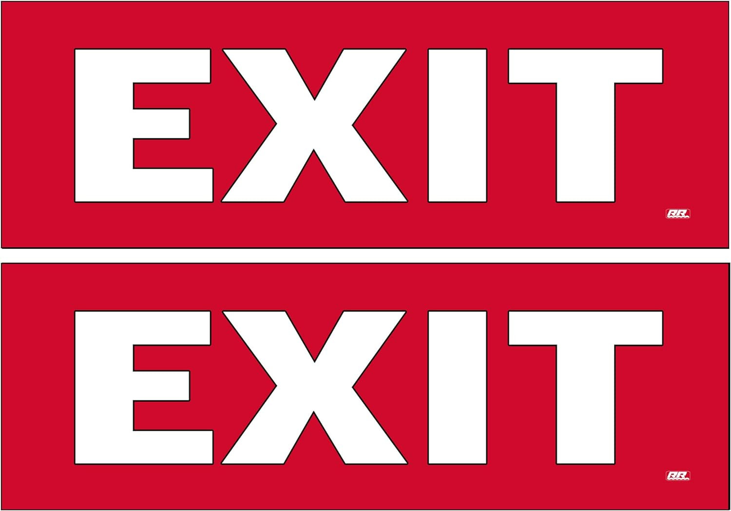 2 Pack Exit Red Sticker Set Sign Warning 9X3 Inch Vinyl Decal Indoor Outdoor Win