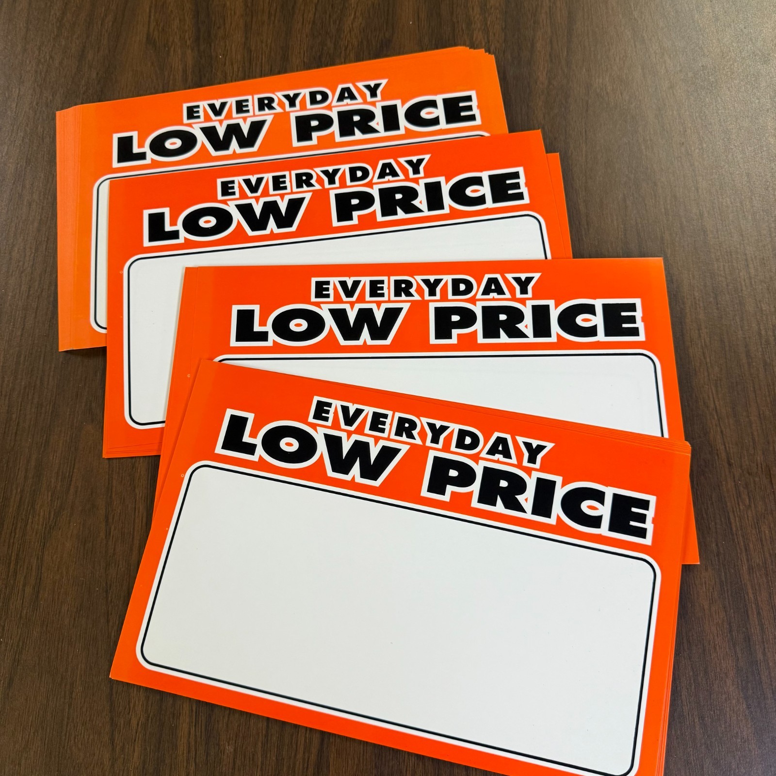 50- 7&Prime; x 11&Prime; EDLP Price cards for Retail Stores Everyday Low Price Signage Sign