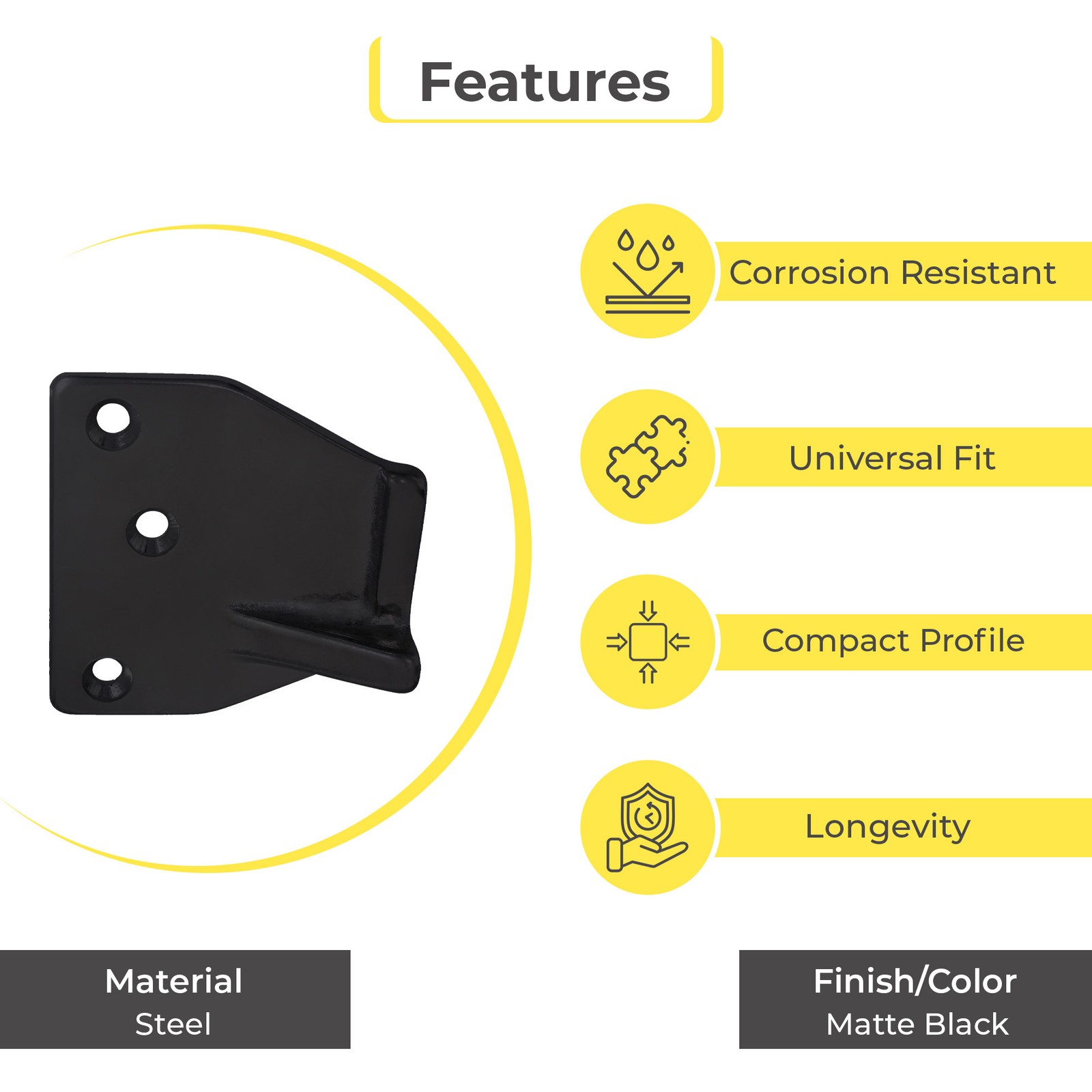 Pamex E9100/OLSP-BL Overlapping Strike Plate Matte Black