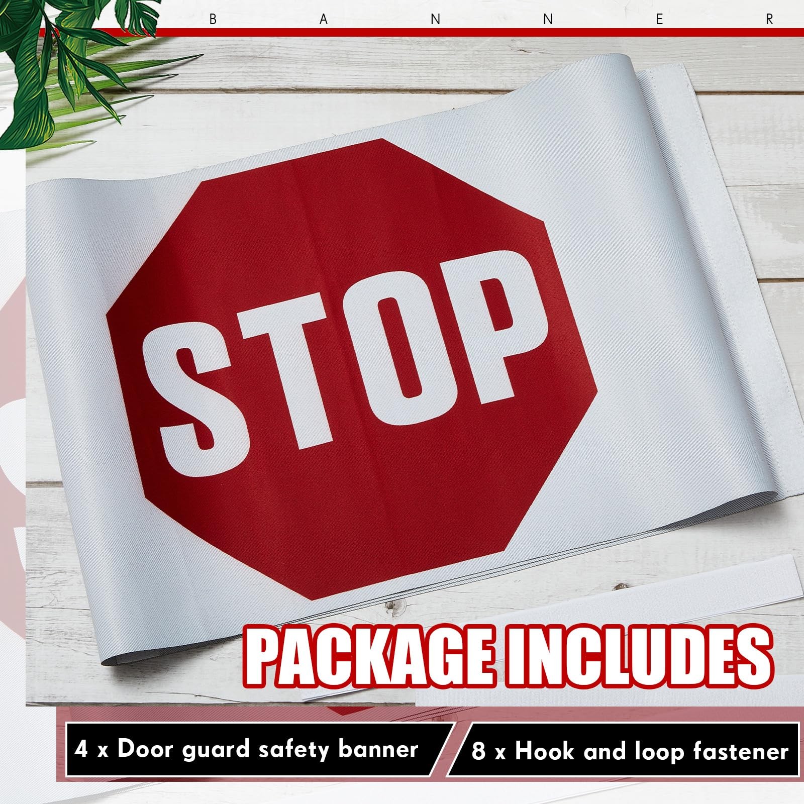 4 Pieces Door Guard Safety Banner 50 x 12 Inch Combination Stop Sign Banner D…