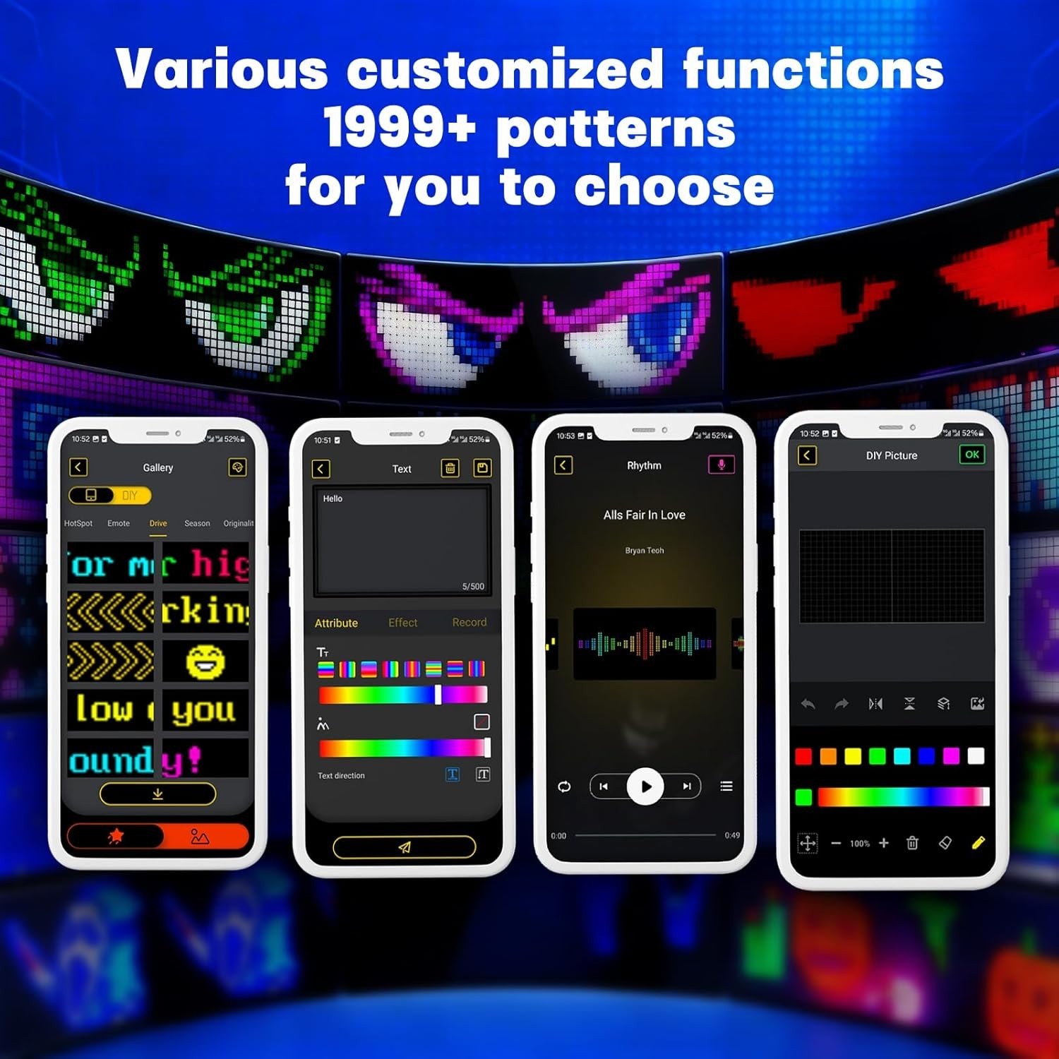 LED Sign for Car, 7 »x3 »Flexible LED Matrix Panel USB 5V Bluetooth Applicati…