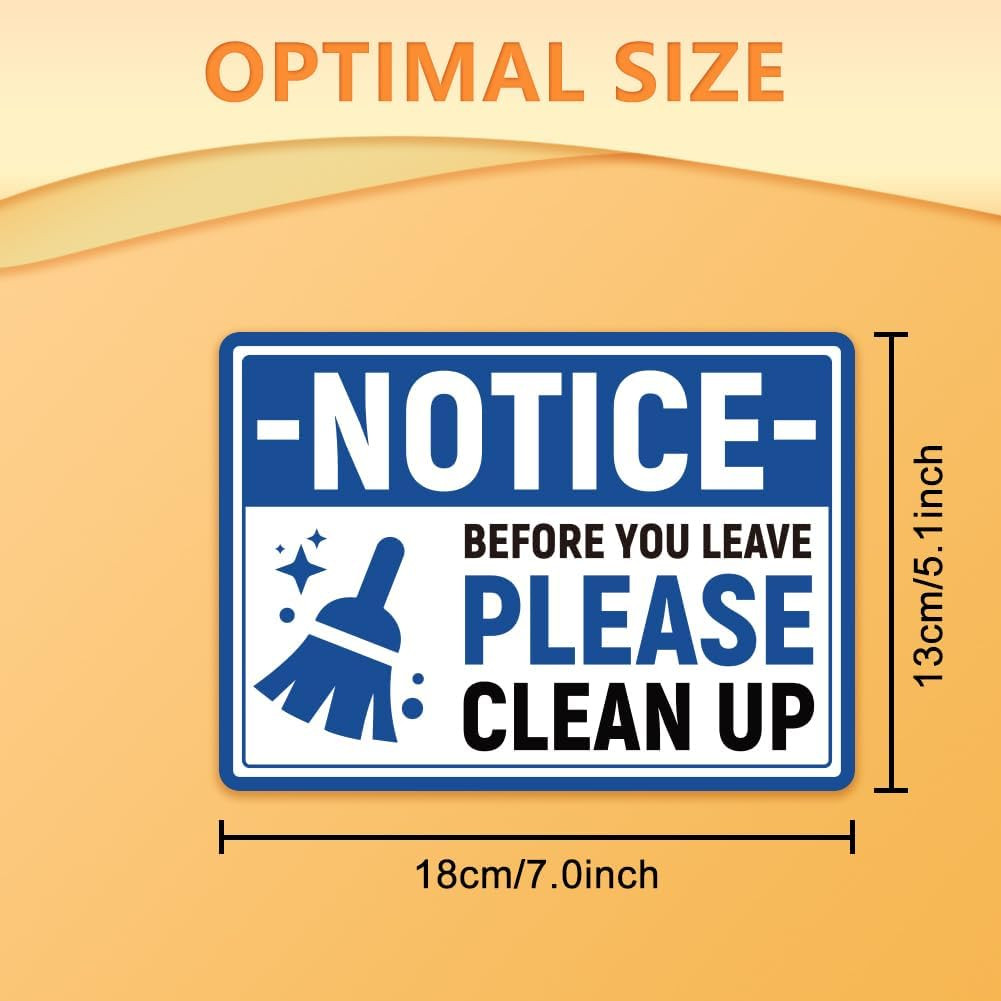 10Pcs before You Leave Please Clean up Sign Sticker, PVC Waterproof Please Clean