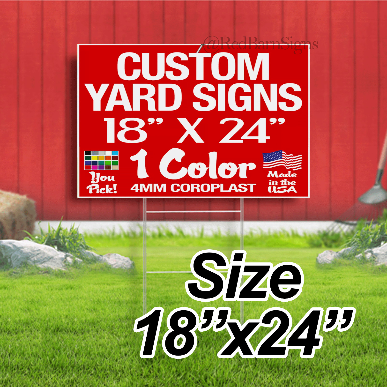18×24 One Color Yard Signs Custom Single Sided (18&Prime;x 24&Prime;)
