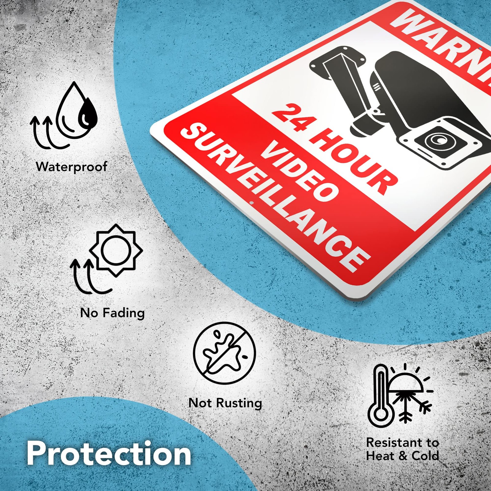 2 PC Video Surveillance Sign, 7×10 Aluminum Warning 24 Hour Security Camera S…