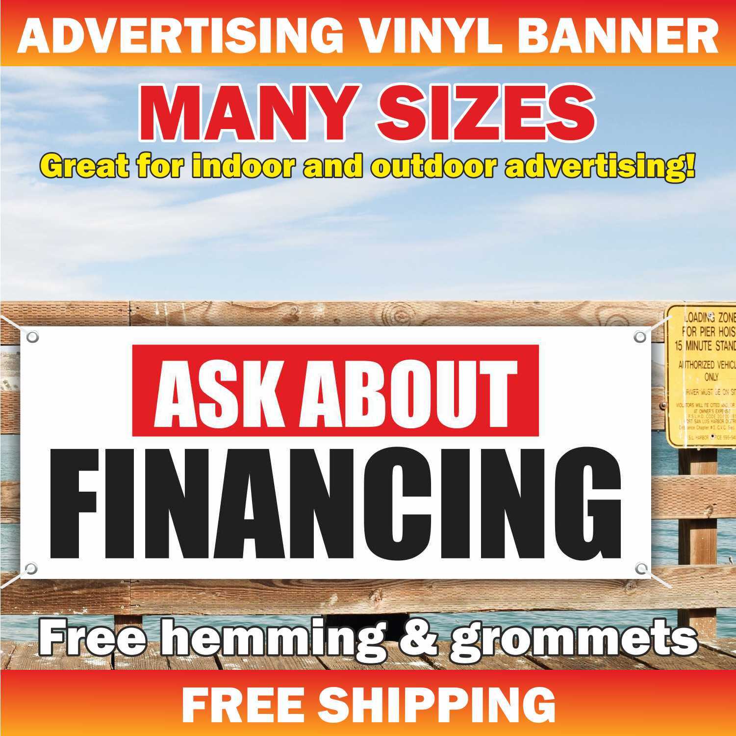 ASK ABOUT FINANCING Advertising Banner Vinyl Mesh Sign used cars auto sale pawn