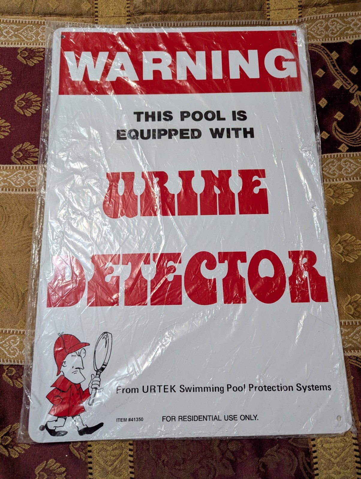 Warning This Pool Is Equipped With a Urine Detector Sign