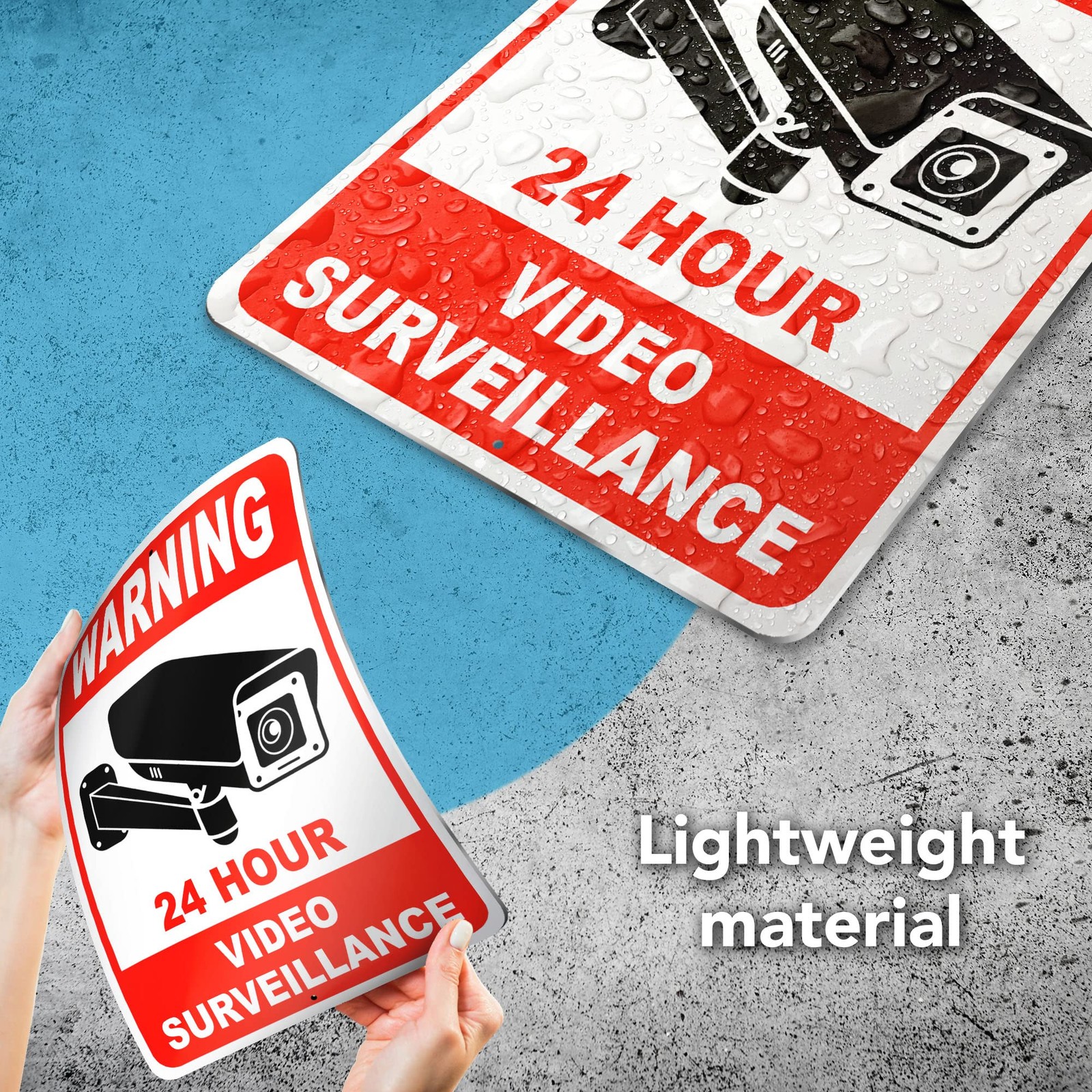 2 PC Video Surveillance Sign, 7×10 Aluminum Warning 24 Hour Security Camera S…