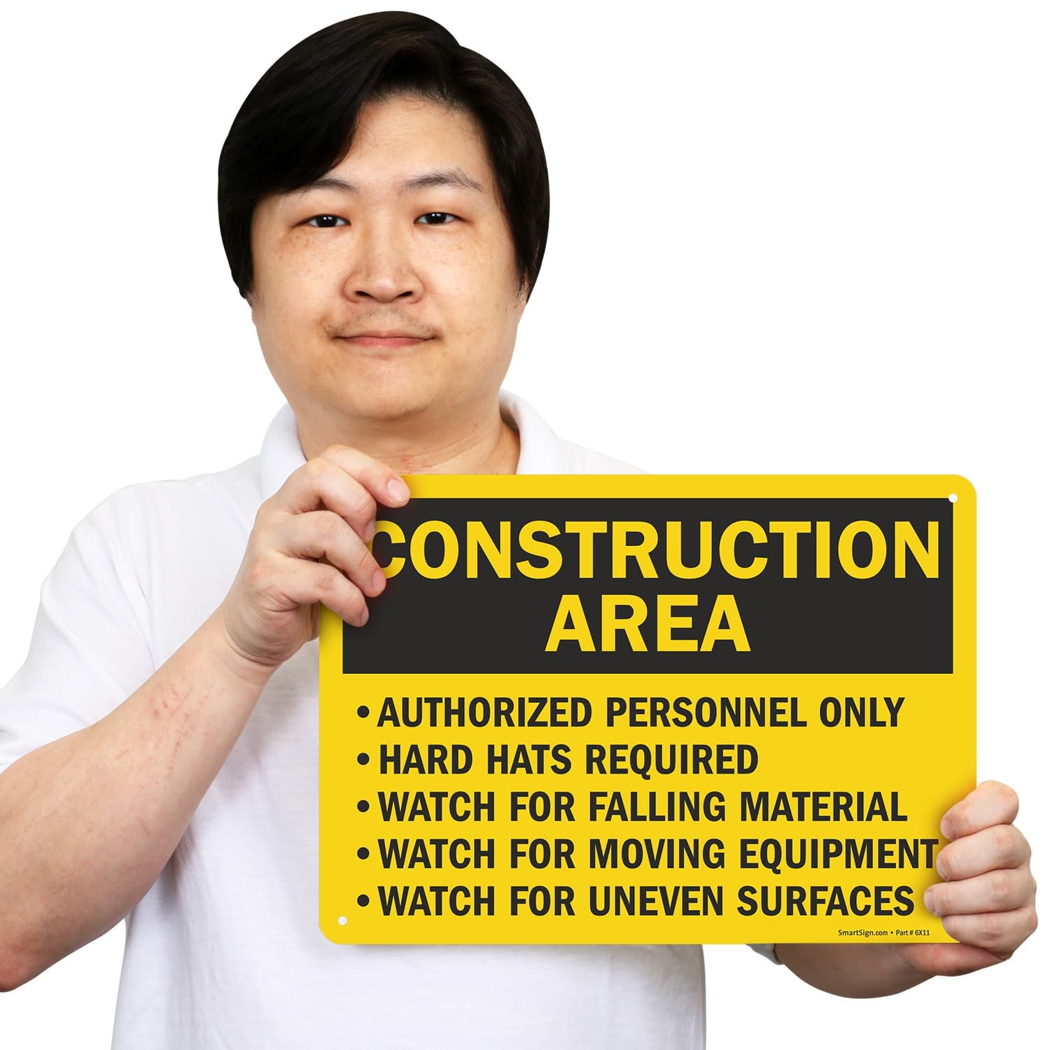 10×14 Inch Aluminum Construction Area Authorized Personnel Only Hard Hat Sign