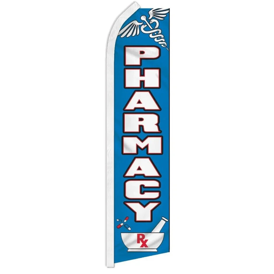 Pharmacy Swooper Flutter Feather Advertising Drugstore Rx Banner Flag