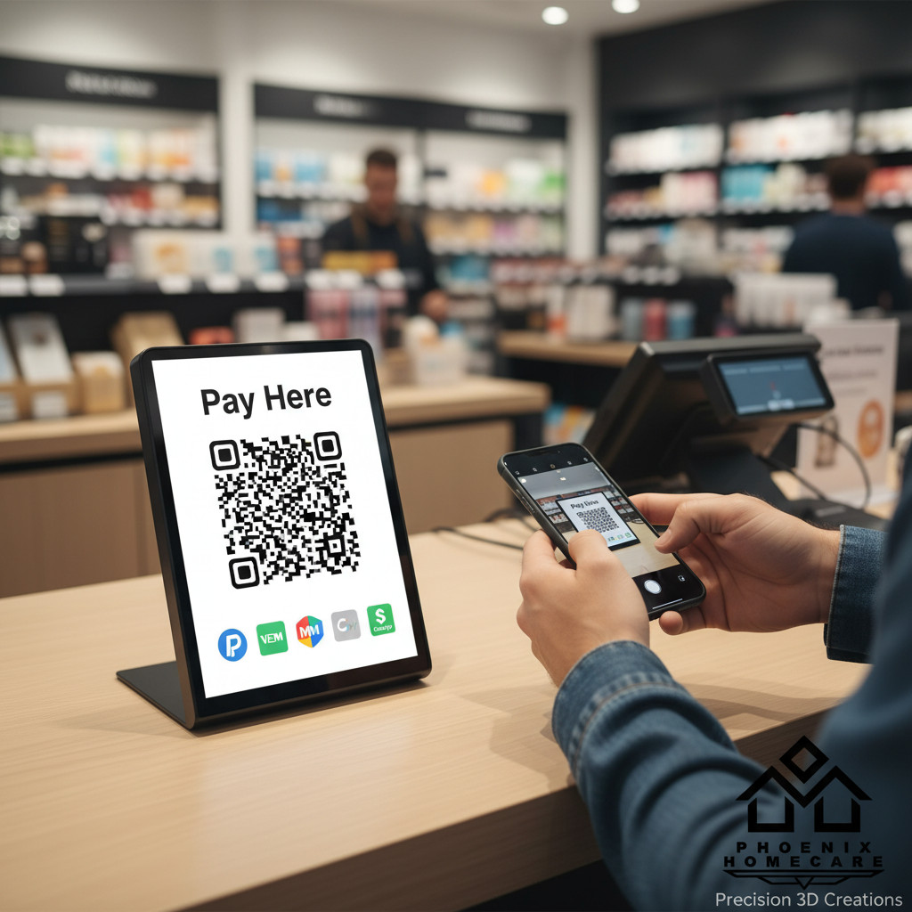 Custom QR Code Sign Stand | Scan to Pay | PayPal Venmo Cash App |Storefront Sign
