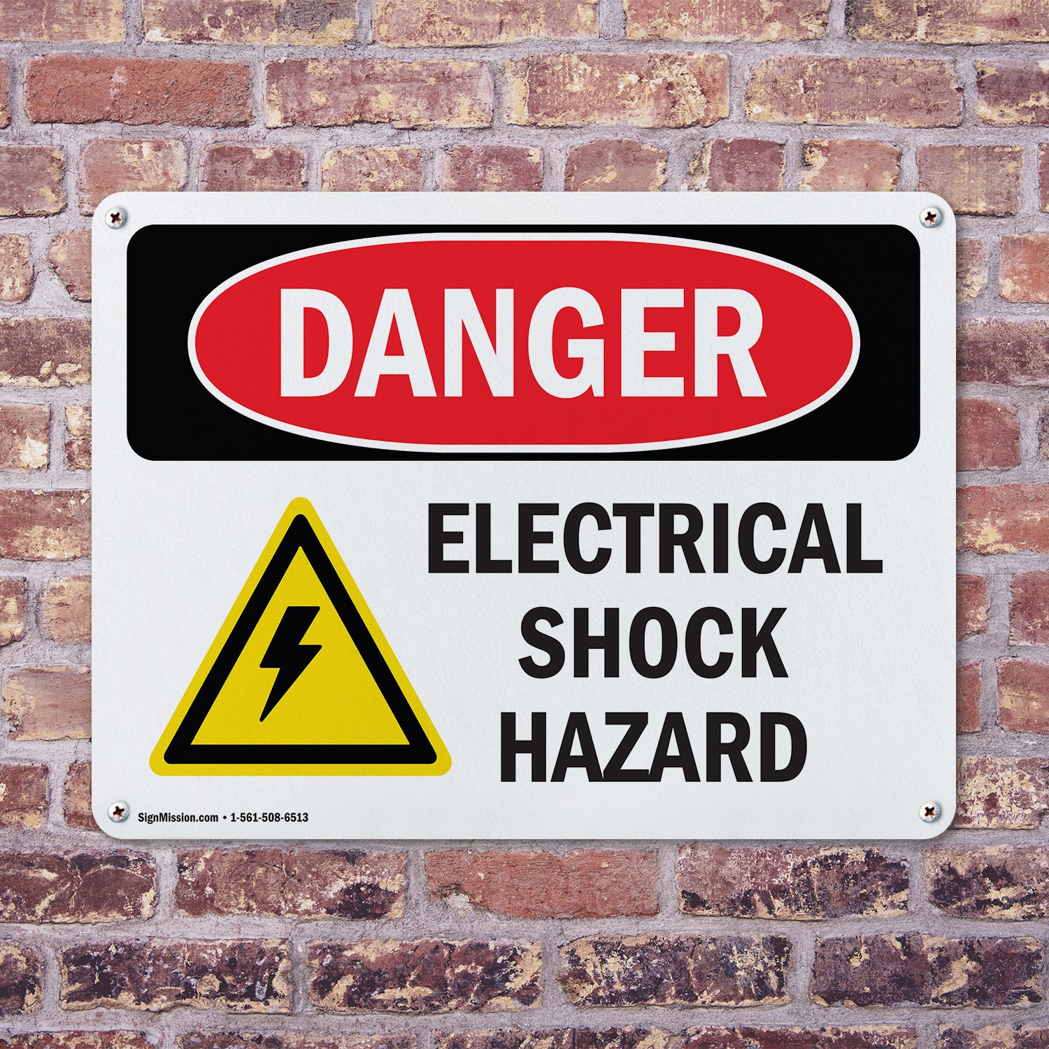 (2 Pack) Electrical Shock Hazard OSHA Danger Sign Decal Metal Plastic