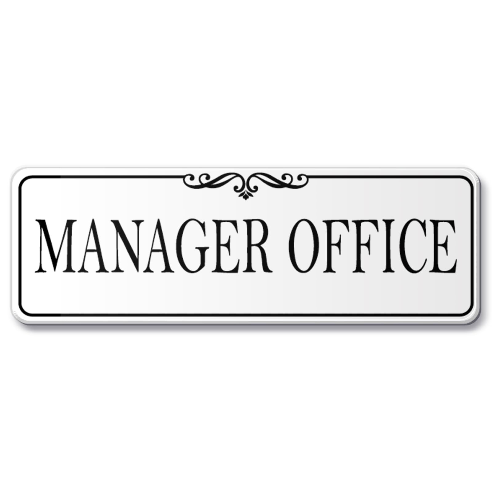 9×3 Inch Elegant White « Manager Office » Acrylic Self-stick Door Wall Signage