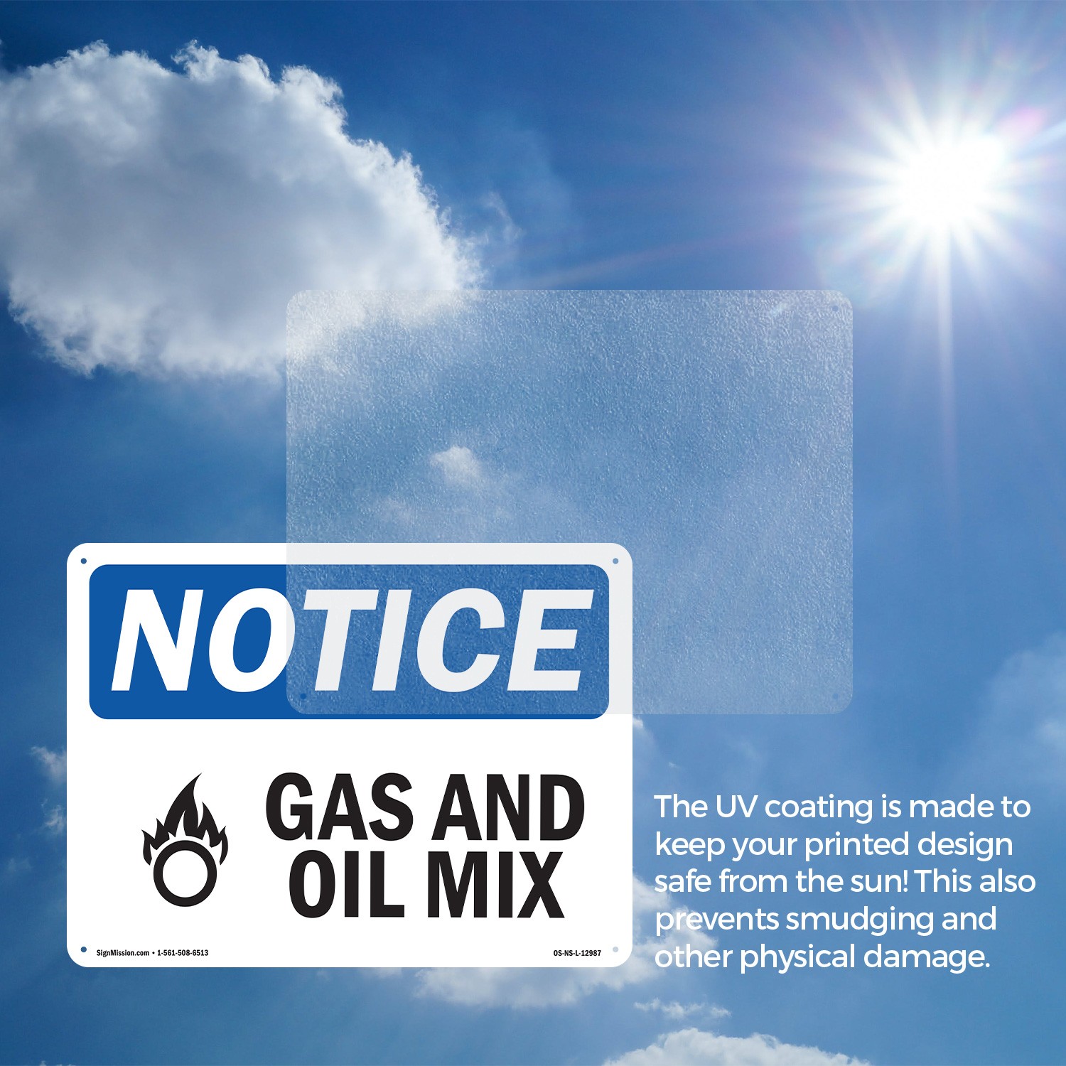 Gas And Oil Mix OSHA Notice Sign Metal, Plastic, Or Decal – 5 or 10 Pack